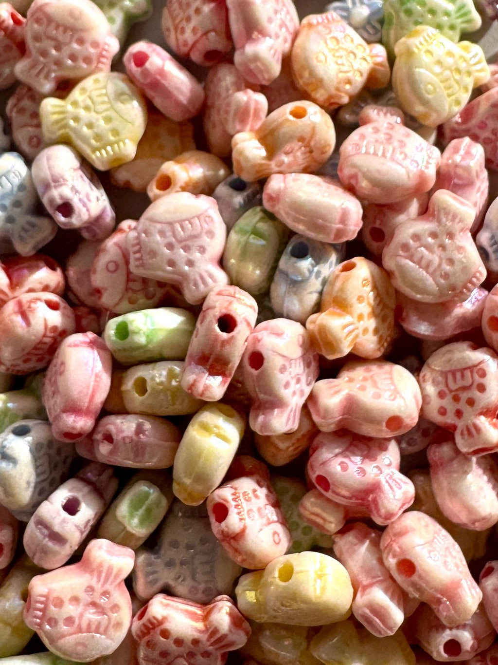 Shiny Fish Beads, 100 pcs, 10.5mm, Acrylic, Funny Beads for Kandi, Crafts, Kawaii beads