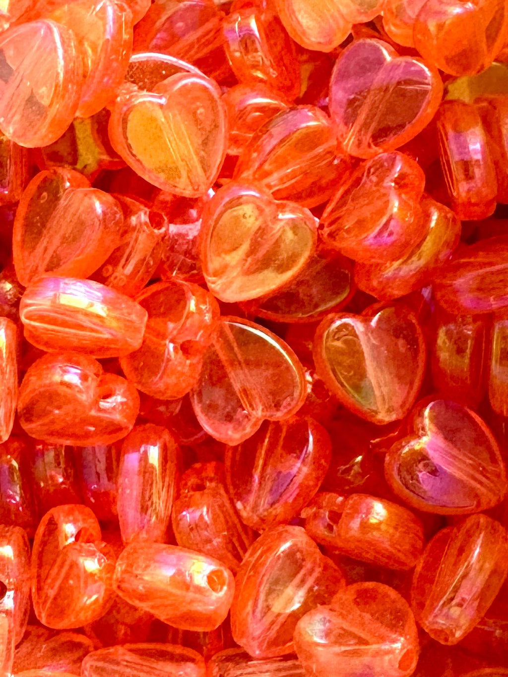AB Heart Beads, Acrylic, Mixed Colors, 8x8x3mm, Hole: 1.5mm, 90 pcs