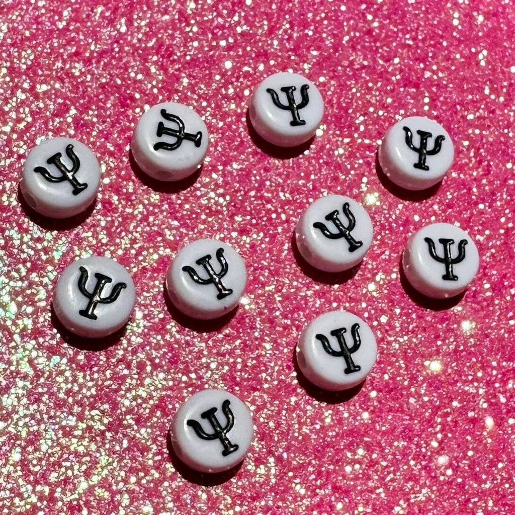 100 Greek Letter Psi Beads: DIY Sorority Bracelet Accessories (7mm)