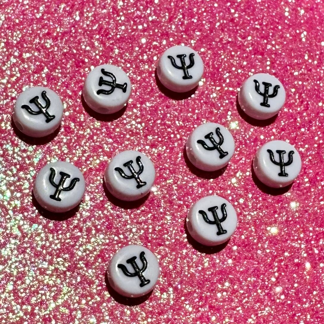 100 Greek Letter Psi Beads: DIY Sorority Bracelet Accessories (7mm)