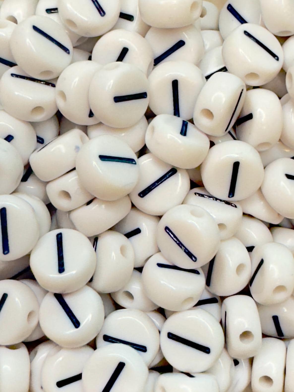 Backslash Beads: White Acrylic 7mm Punctuation Symbol (100 pcs)