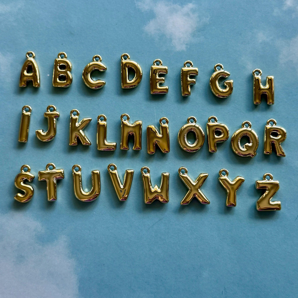 Custom Initial Keychain, Gold, Acrylic, Chunky Bubble Letters for Purse & Bag Charms