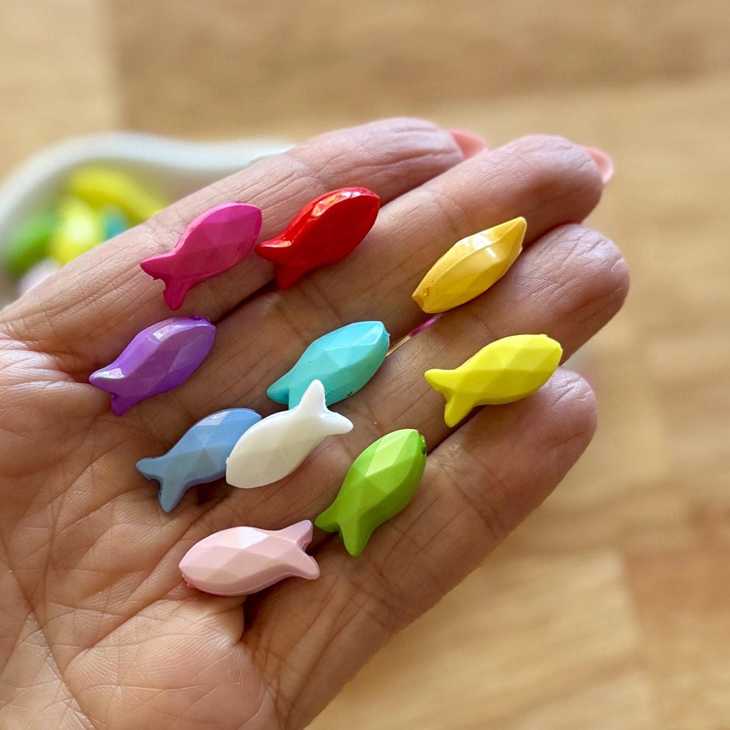 10pc Faceted Fish Beads, Acrylic, 18mm, Hole: 1.6mm