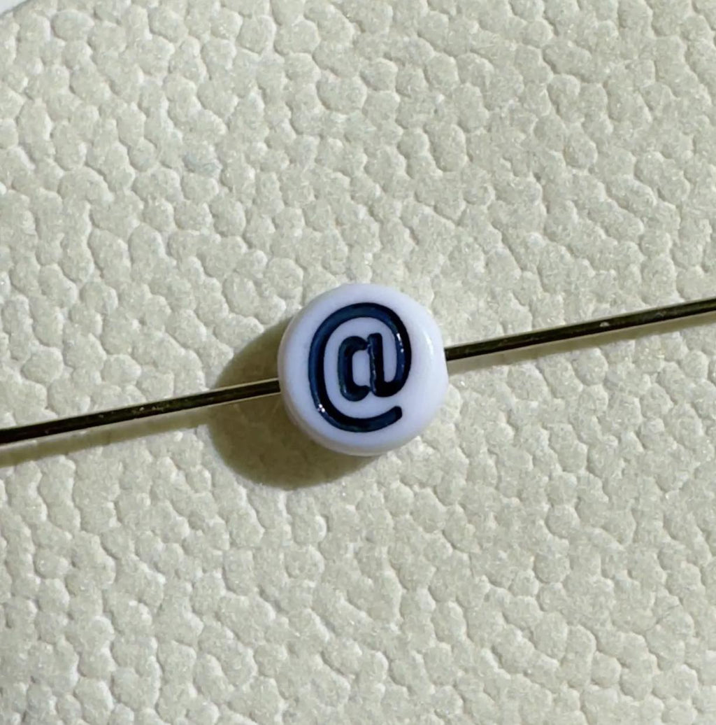 White Acrylic At Symbol Beads: 7mm Punctuation Charms - 100pcs