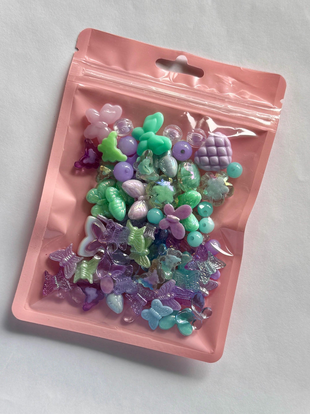 Butterfly Bead and Charm Mix, Acrylic, Pastel Y2K Bead Set, 100 pcs