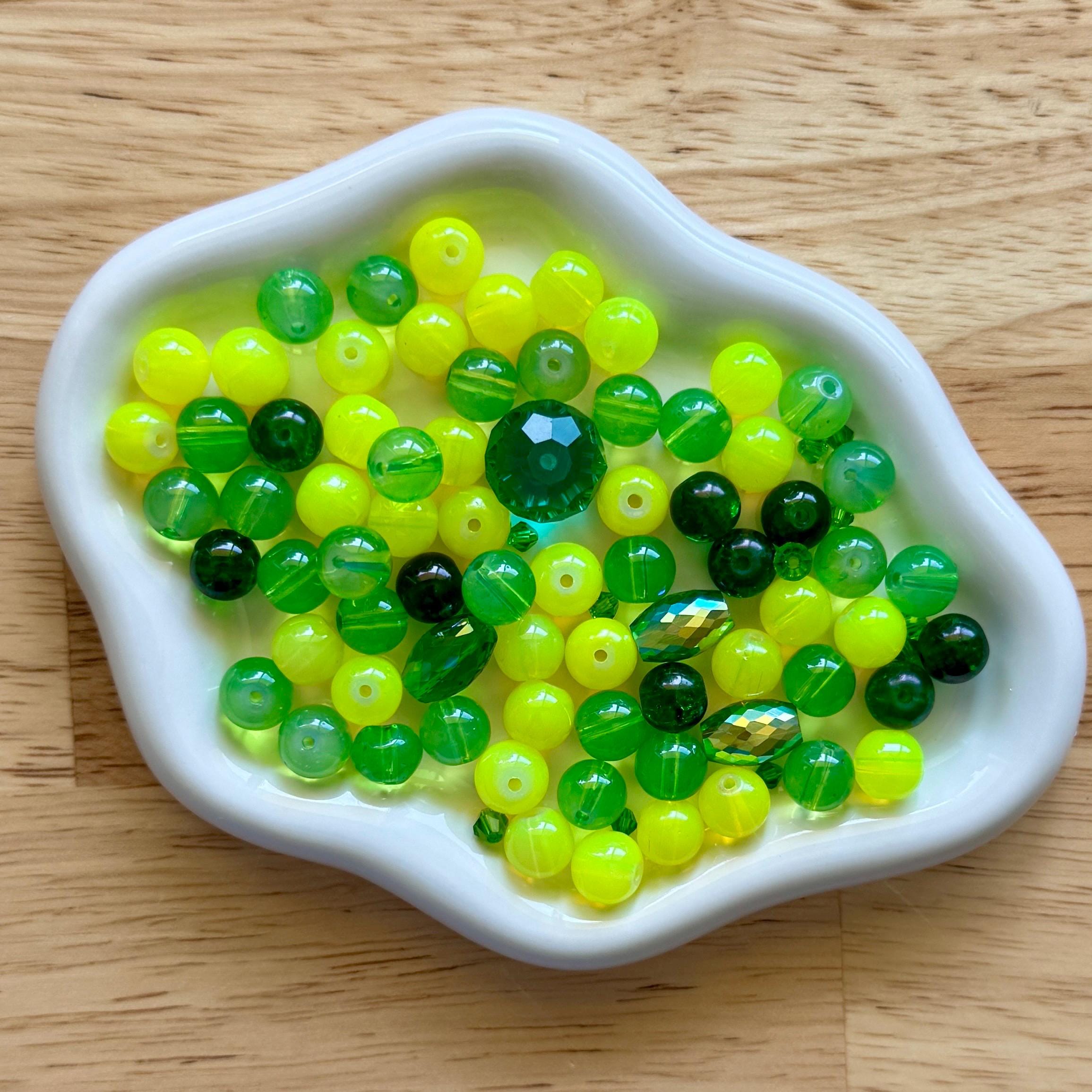 Green Glass Bead Set, 80 pcs