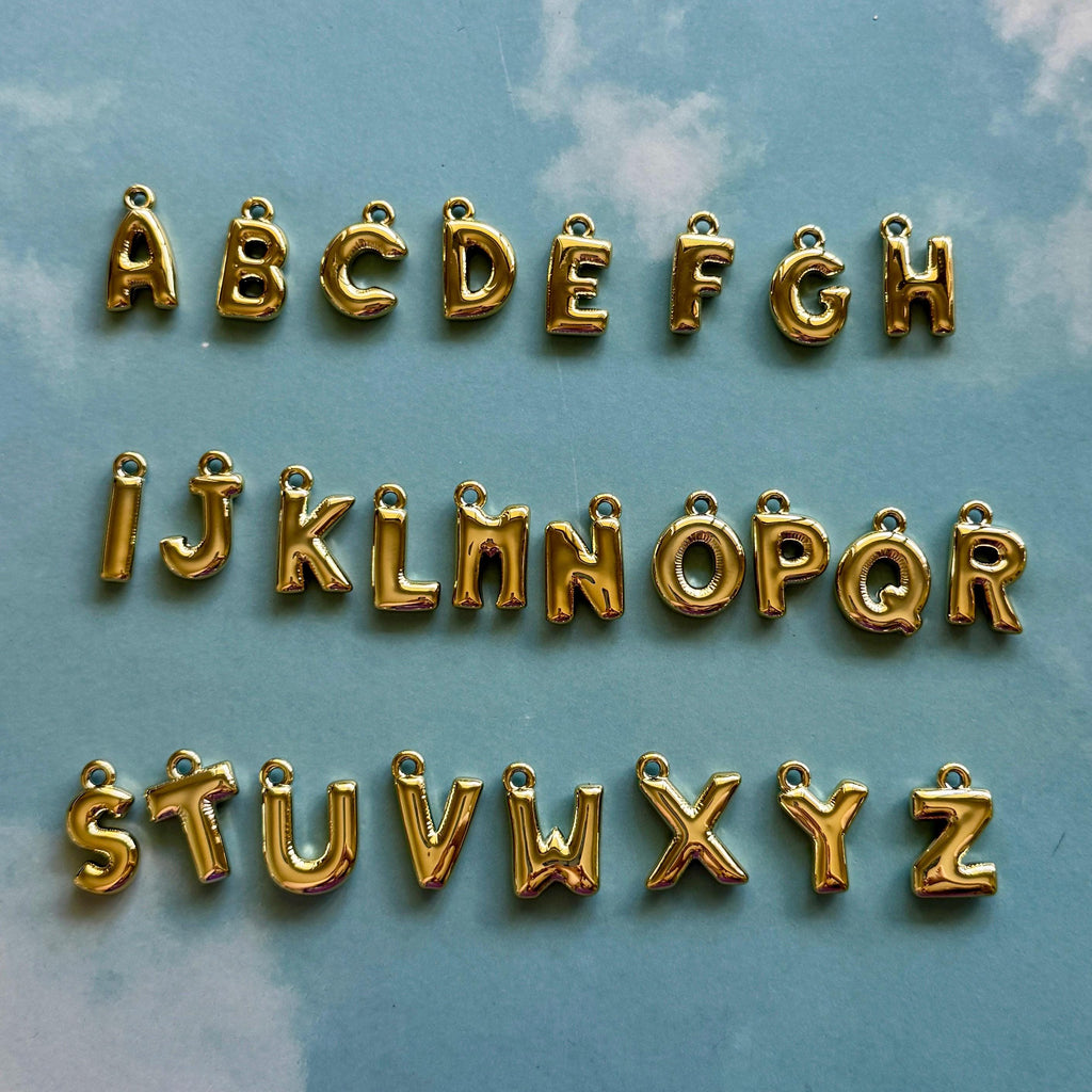 Custom Initial Keychain, Gold, Acrylic, Chunky Bubble Letters for Purse & Bag Charms