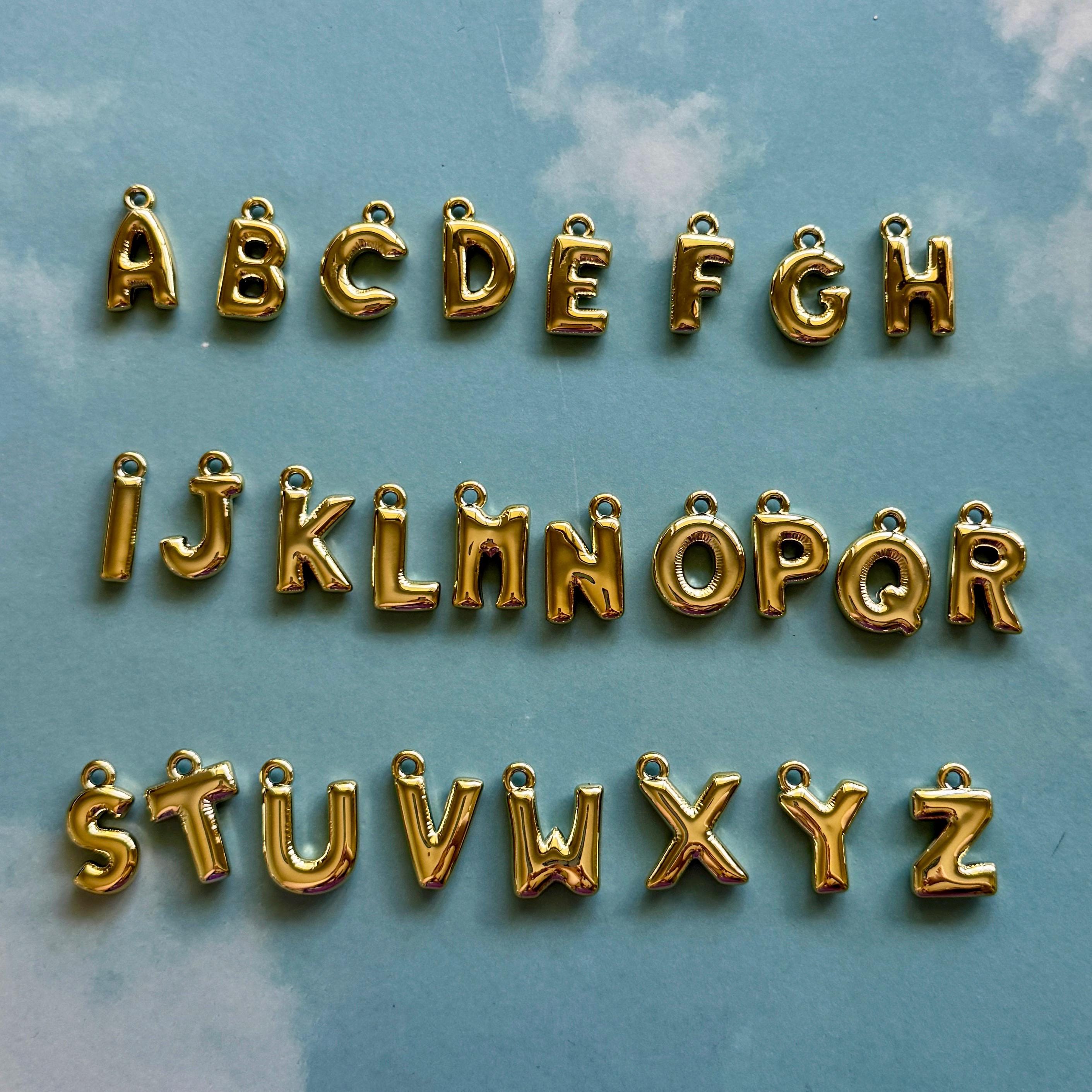 Custom Initial Keychain, Gold, Acrylic, Chunky Bubble Letters for Purse & Bag Charms