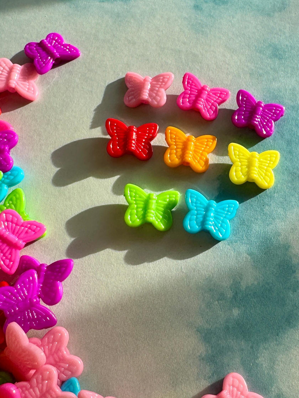 Bright Butterfly Beads, Acrylic, Mixed Colors, 11mm, Pack of 100 Pieces
