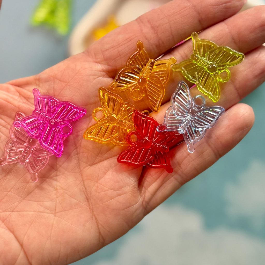 Large Transparent Butterfly Charms, 23.5mm, Hole: 3mm, 25 pcs