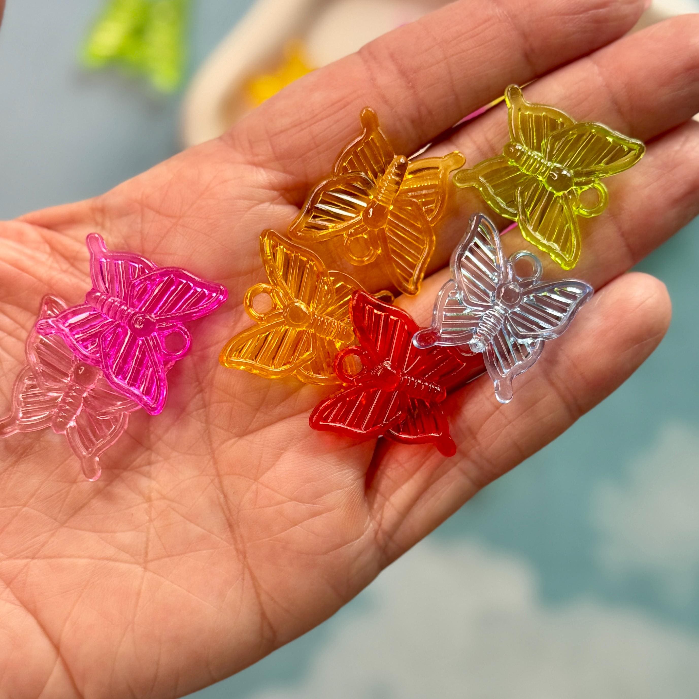 Large Transparent Butterfly Charms, 23.5mm, Hole: 3mm, 25 pcs