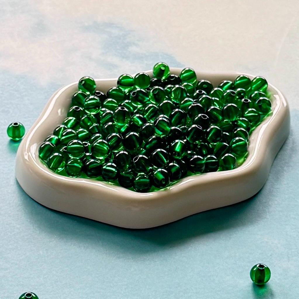 100 pcs 8mm Green Acrylic Round Beads, Hole: 1.5mm
