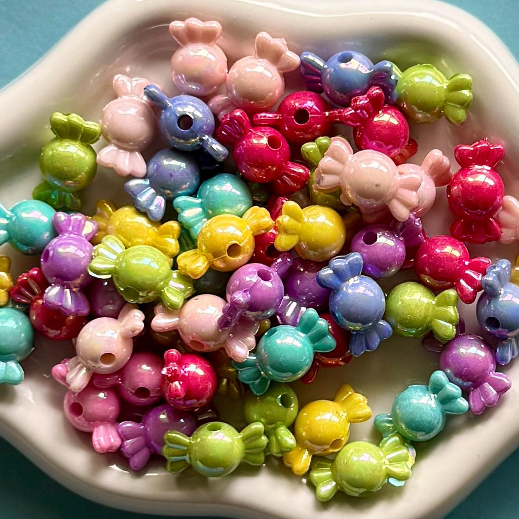 AB Coated Candy Beads, 17mm, Hole: 2.5mm, Acrylic, 50 pcs