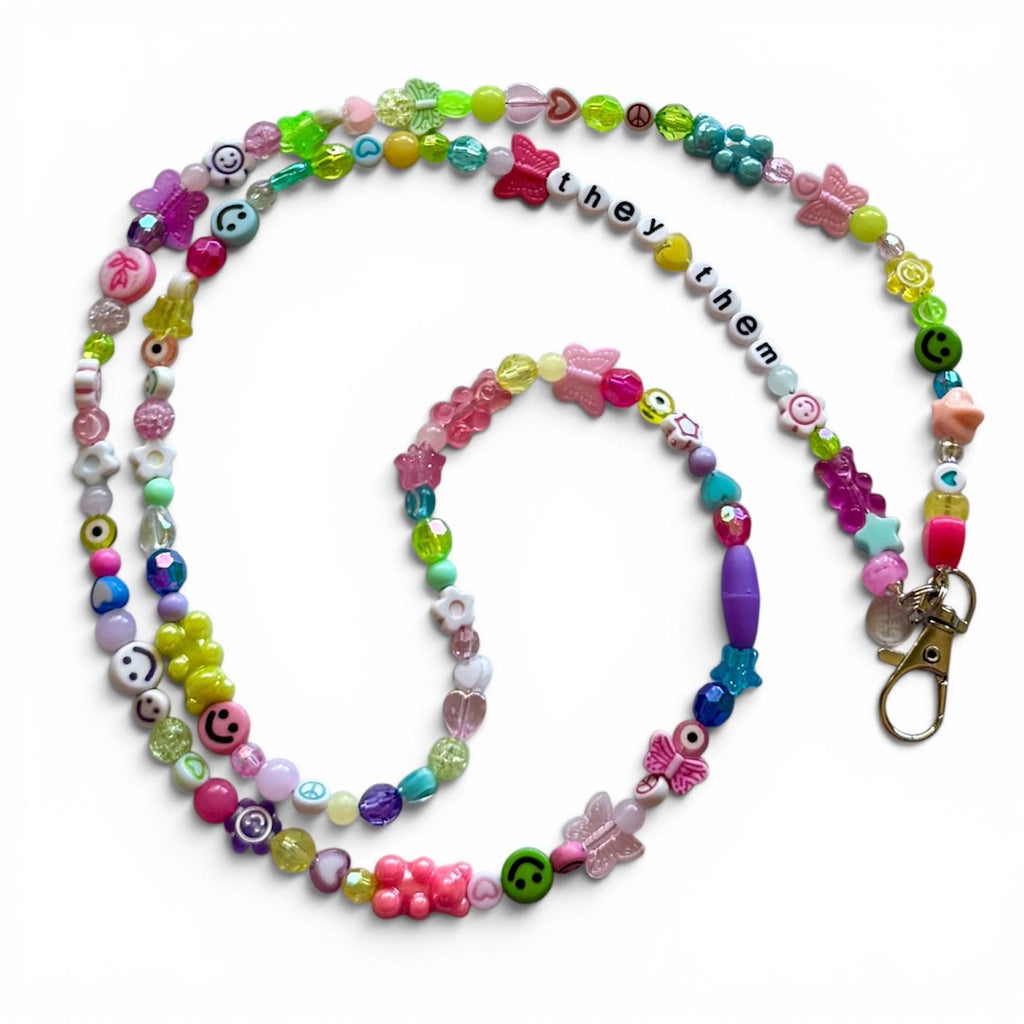 Personalized Beaded Lanyard, Y2K Teacher Nurse ID Holder