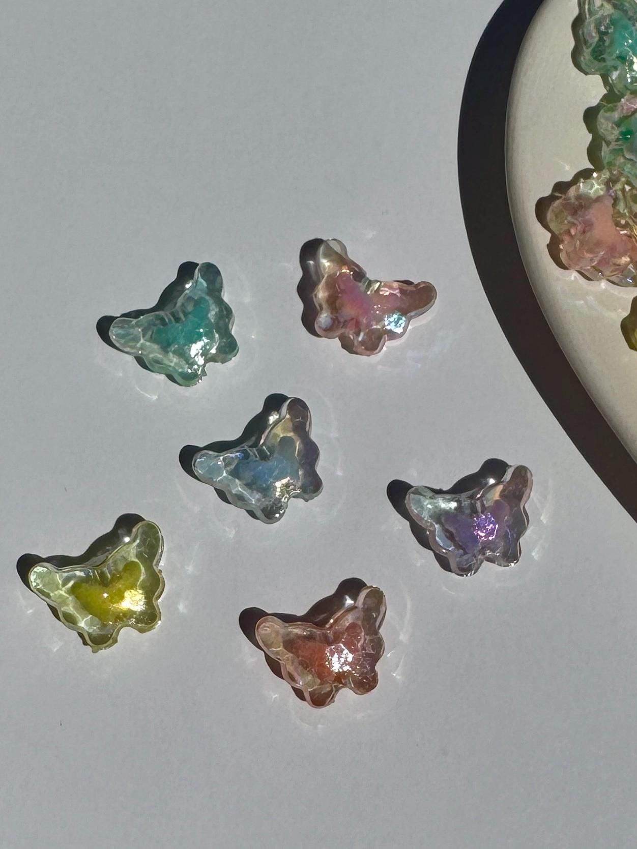Pastel Double Butterfly Beads, Two-Tone, Kandi Kawaii Colors, Acrylic, 11mm