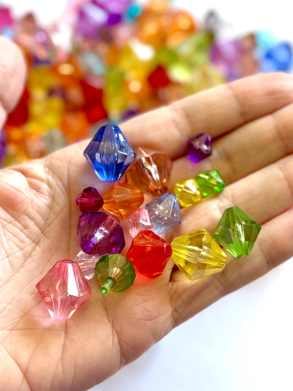 50g Acrylic Bicone Beads Lot, DIY Jewelry Supplies (10-18mm)