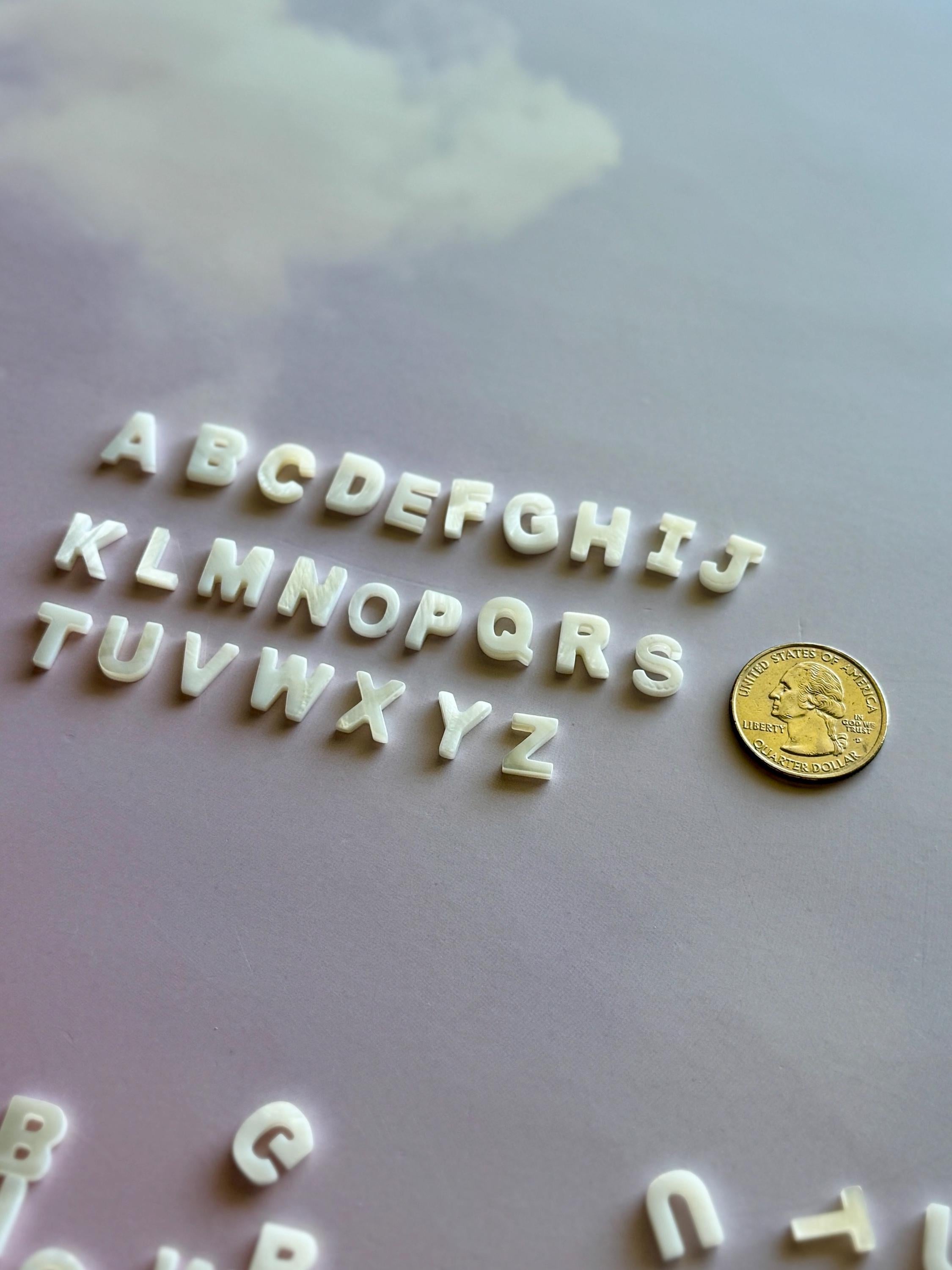 Tiny Alphabet Shell Beads, Top Drilled, 1 Piece