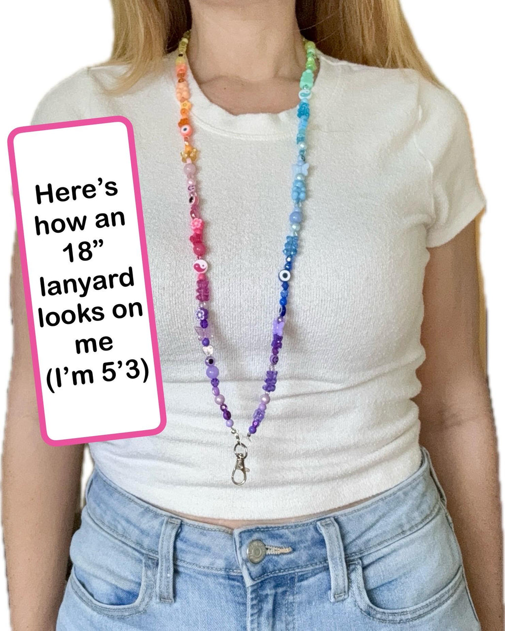 Personalized Beaded Lanyard, Y2K Teacher Nurse ID Holder