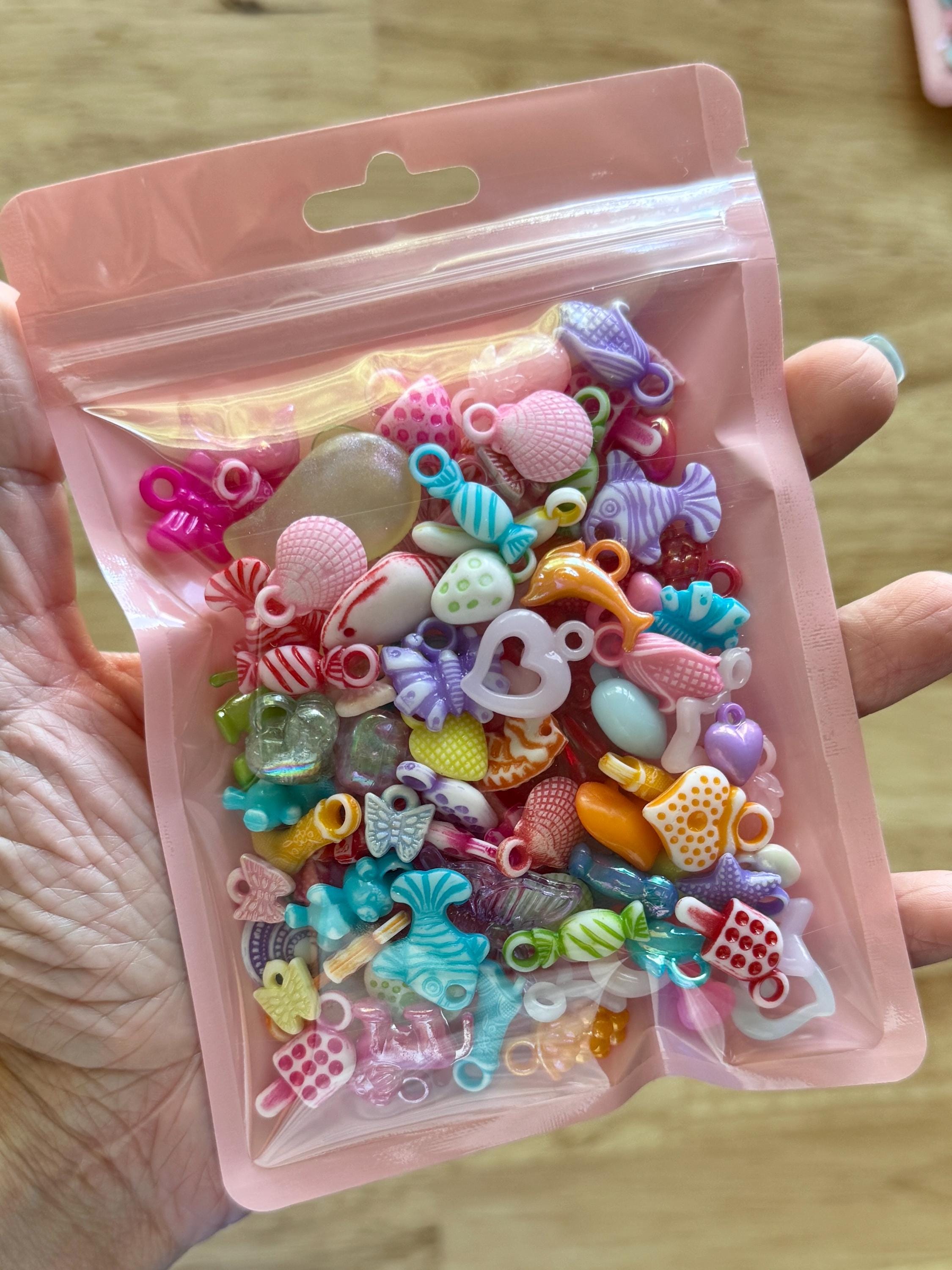 Charm Bags! Mystery Kawaii Kandi Kidcore Rainbow Bags of Charms, Scoop, 100 pcs
