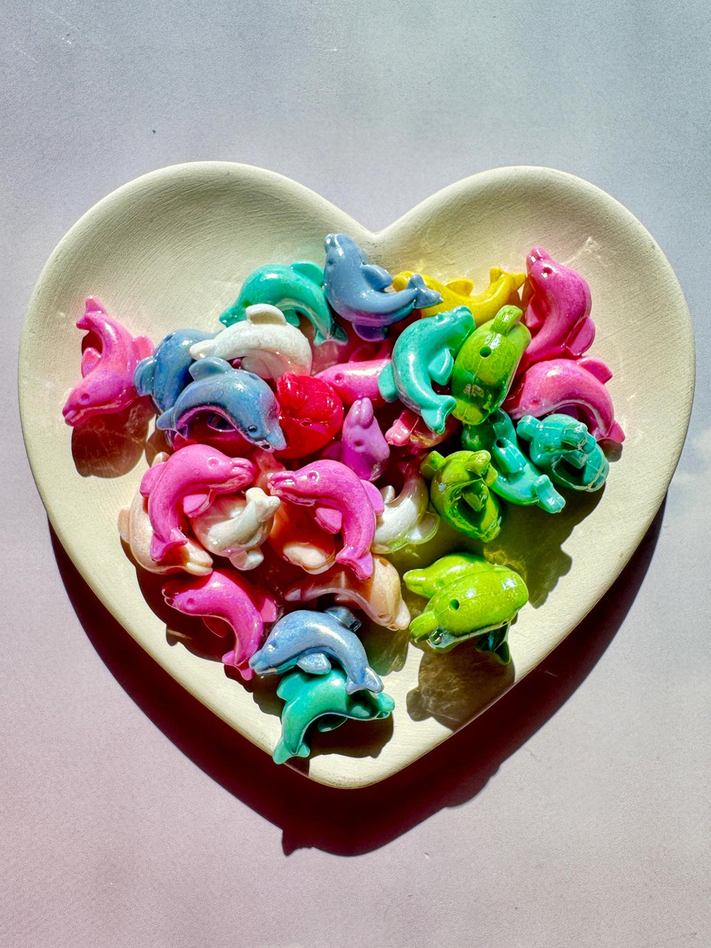 Iridescent Dolphin Beads: AB Finish Acrylic Charms for DIY Crafts
