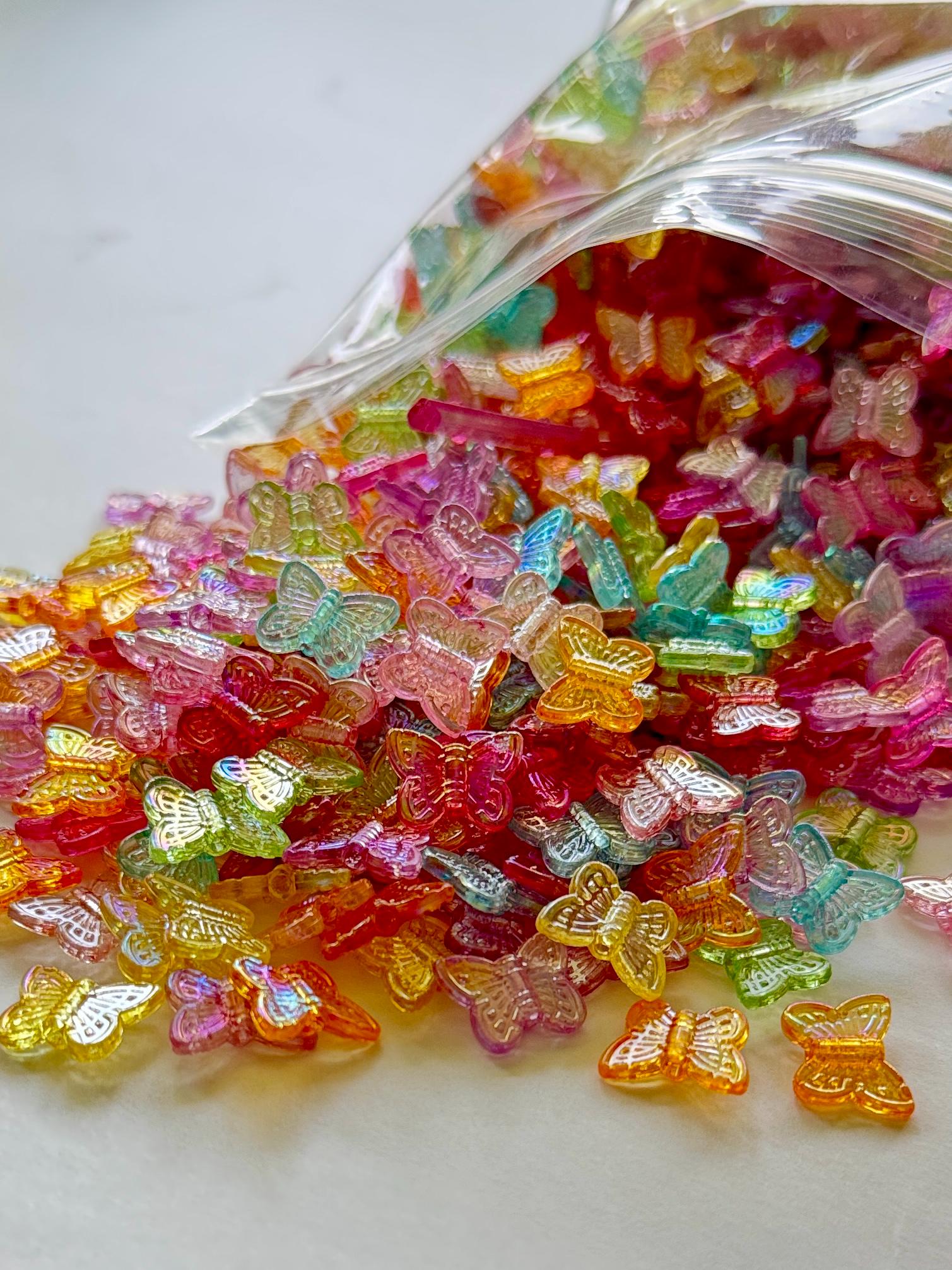 Butterfly Beads, AB Coating, 50pcs