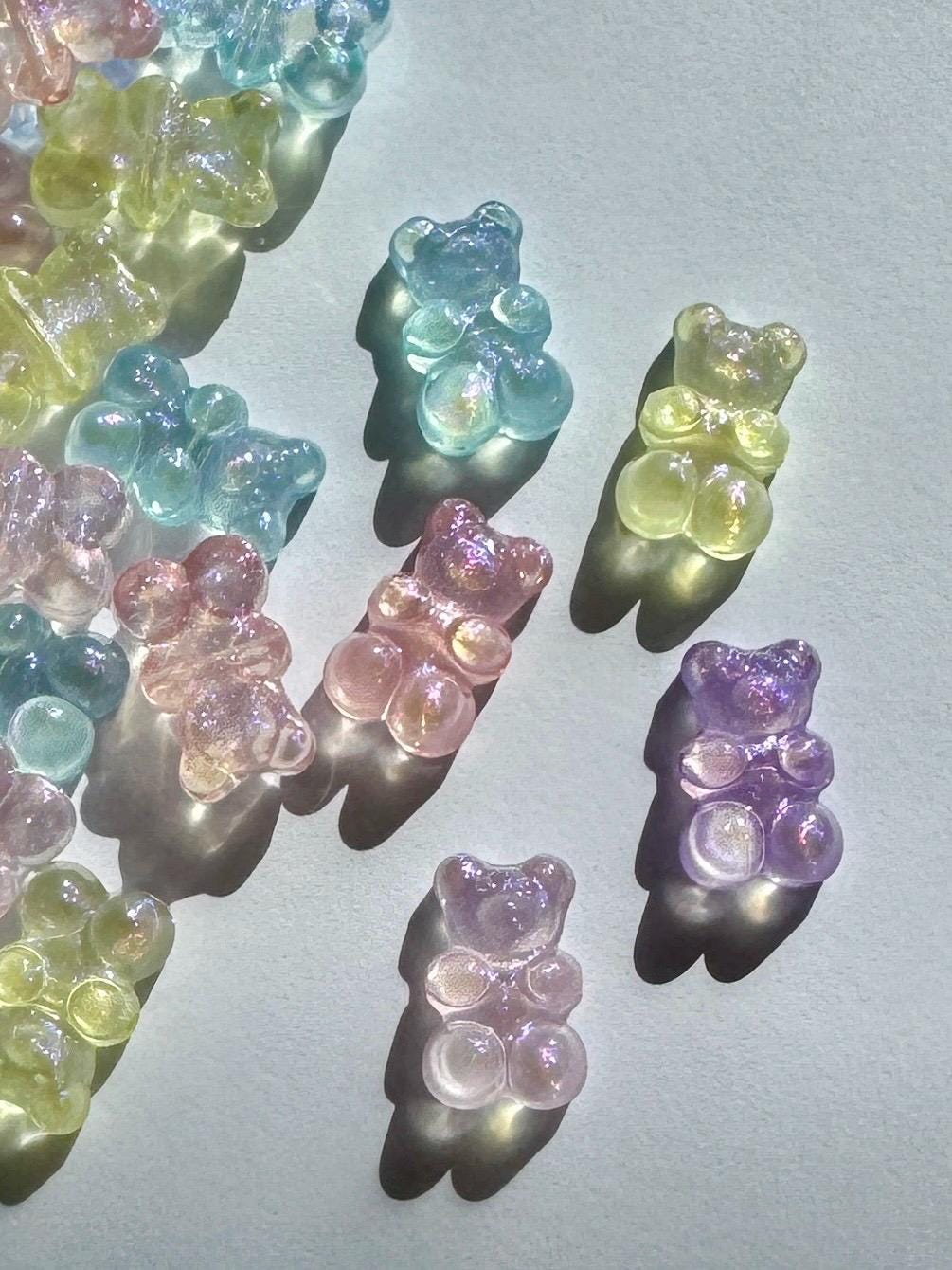 Glitter Gummy Bear Beads, 18.5mm, Hole: 1.6mm, Side Drilled, 20 pcs