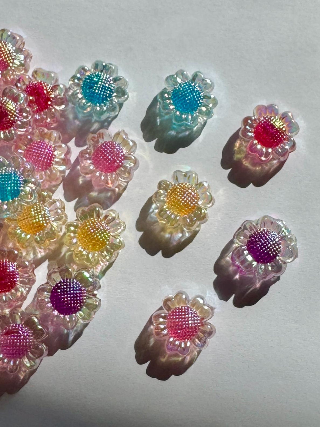 Sunflower Beads, Acrylic, AB Bead in Bead, Mixed Colors, 16mm, Hole: 2mm, 10 pcs