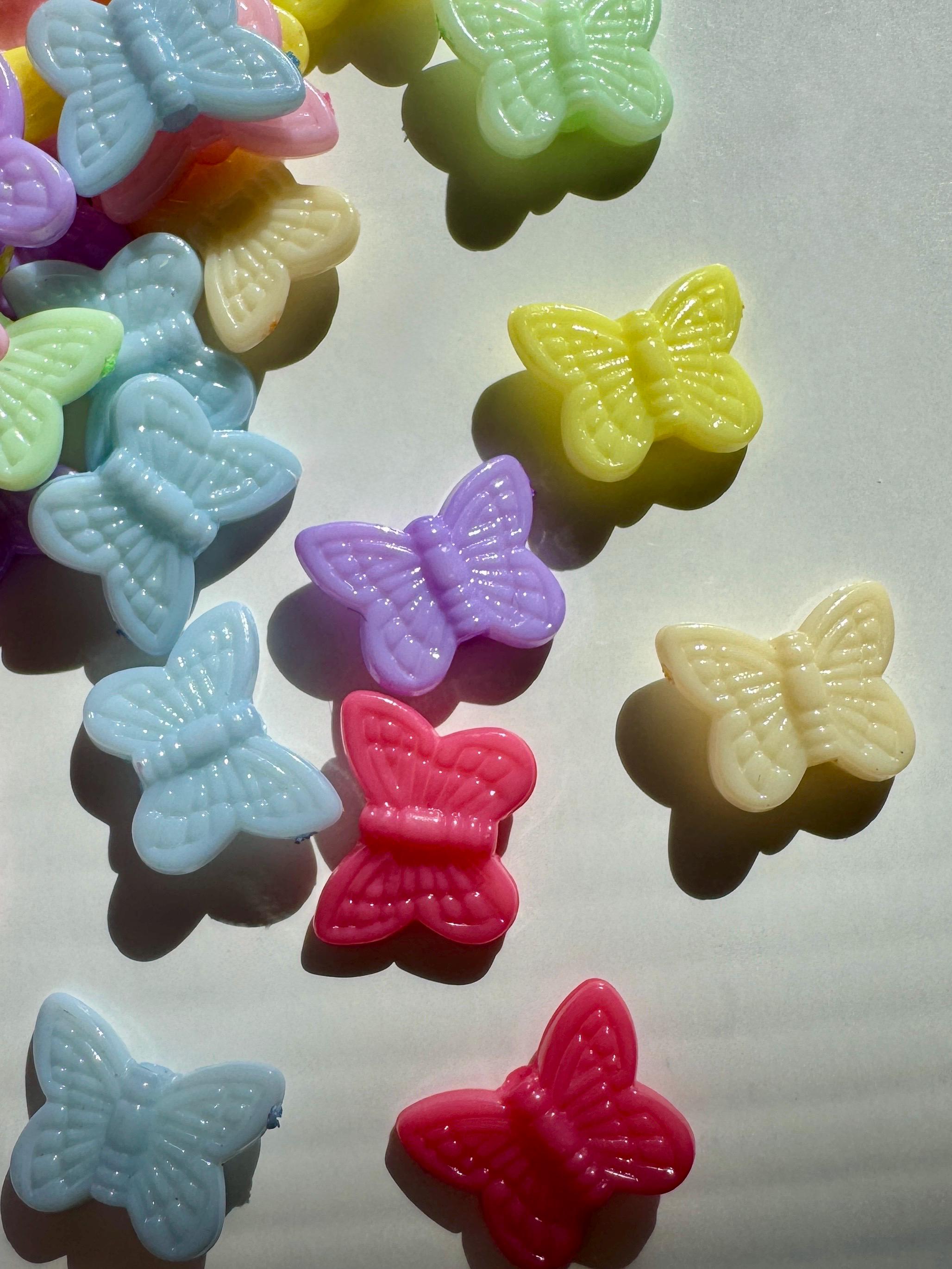 Pastel Acrylic Butterfly Beads, Y2K Kawaii Jewelry, 11mm (100 Pieces)