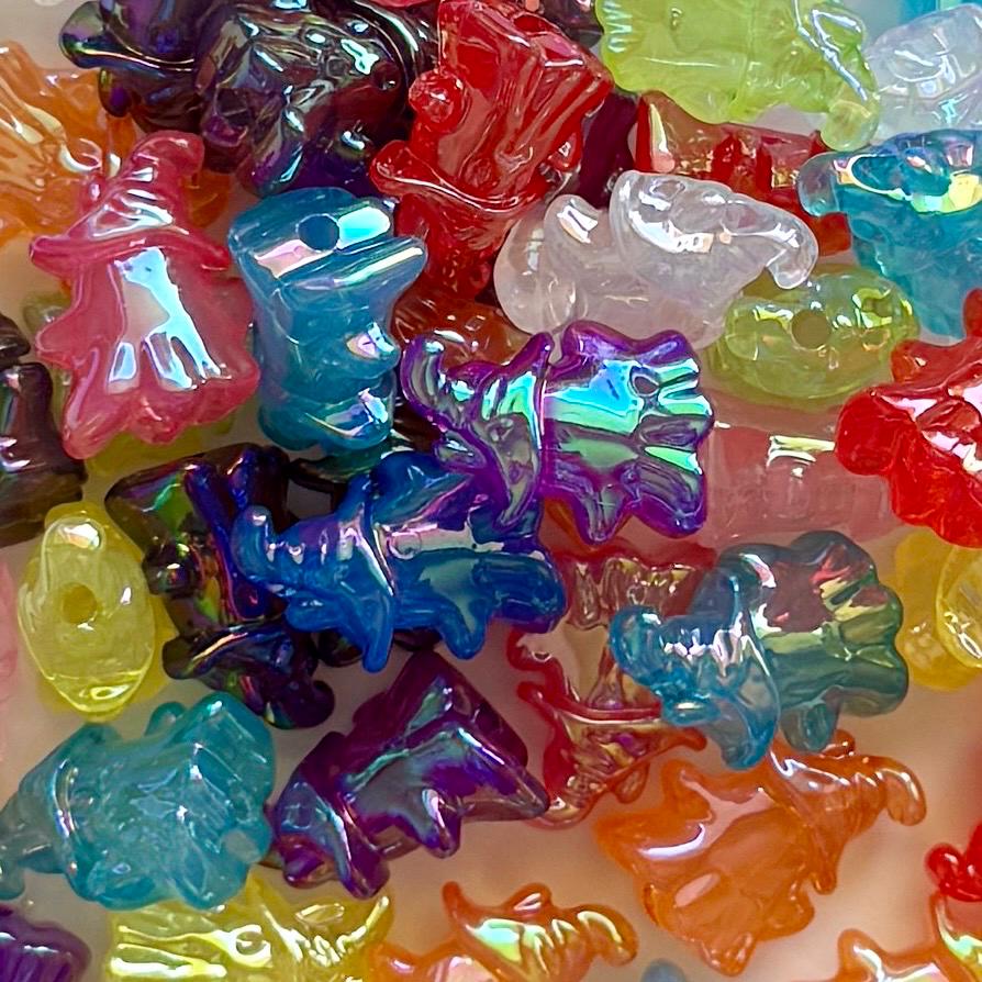 Set of 10 Ghost Beads, Acrylic, UV Plated, 23mm, Hole: 2mm (1 of Each Color)