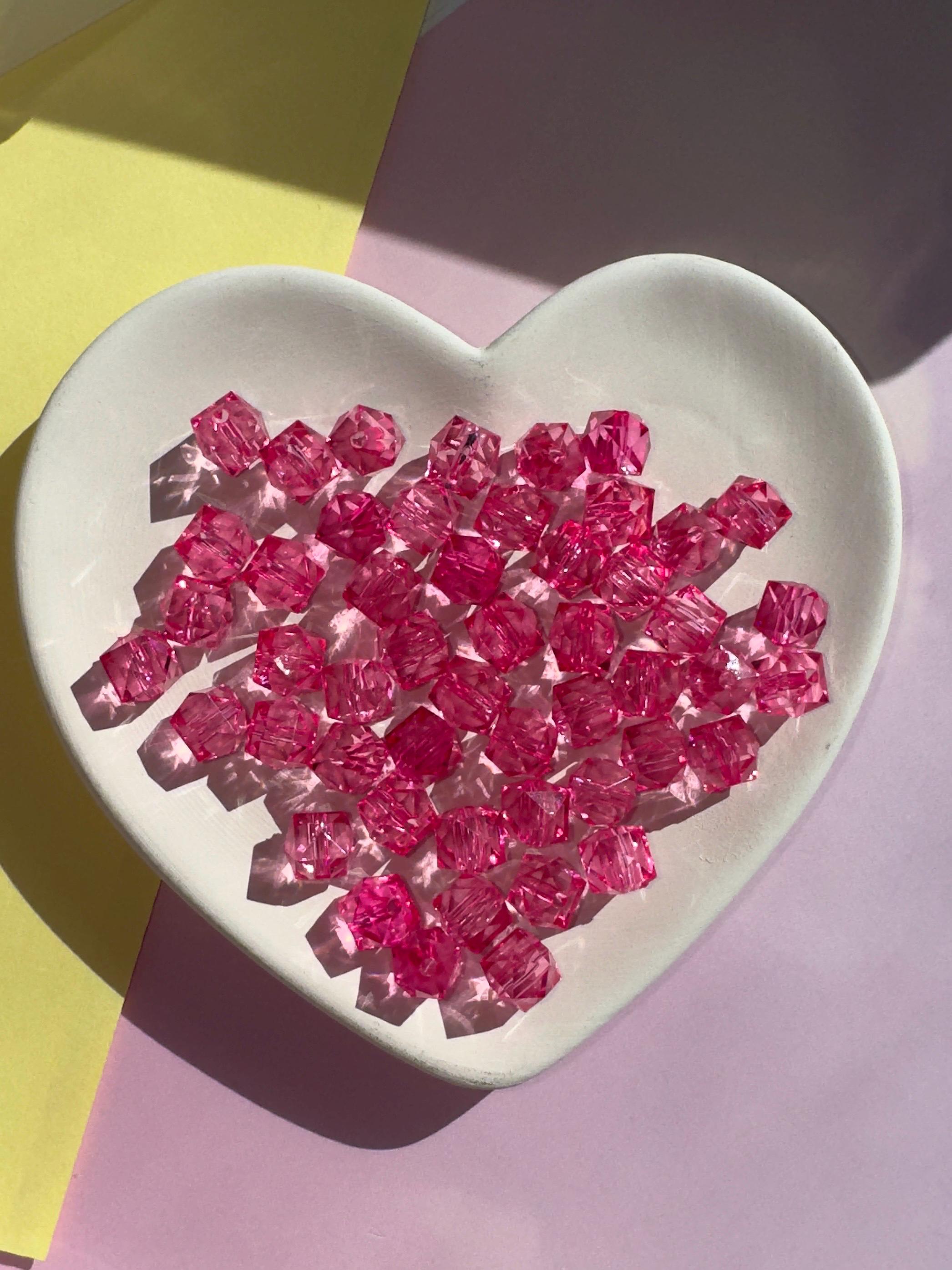 Faceted Square Acrylic Ice Cube Beads: DIY Jewelry Making, 8mm, 50pcs