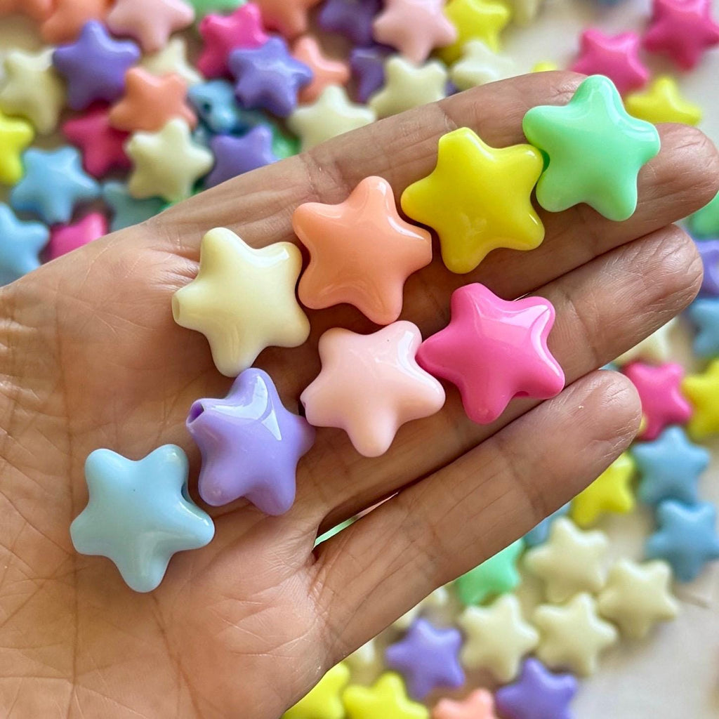 Glossy Star Beads, 20mm, Hole: 3.3mm, Acrylic, 20 pcs