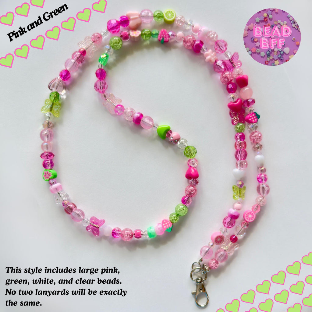Custom Beaded Lanyard, Vertical Name Beads, Y2K Kidcore Style