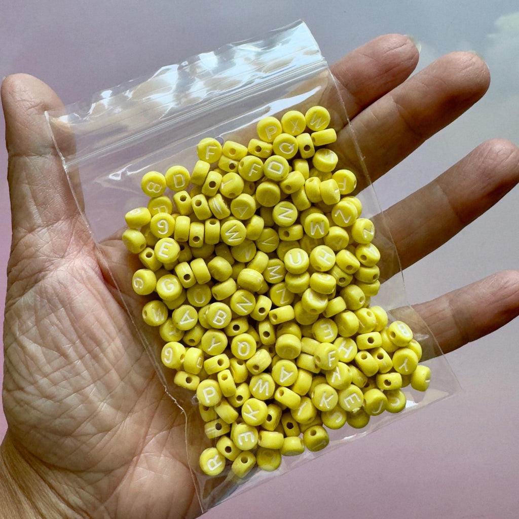 Butter Yellow Alphabet Beads 7x4mm: DIY Jewelry, Kidcore Crafts