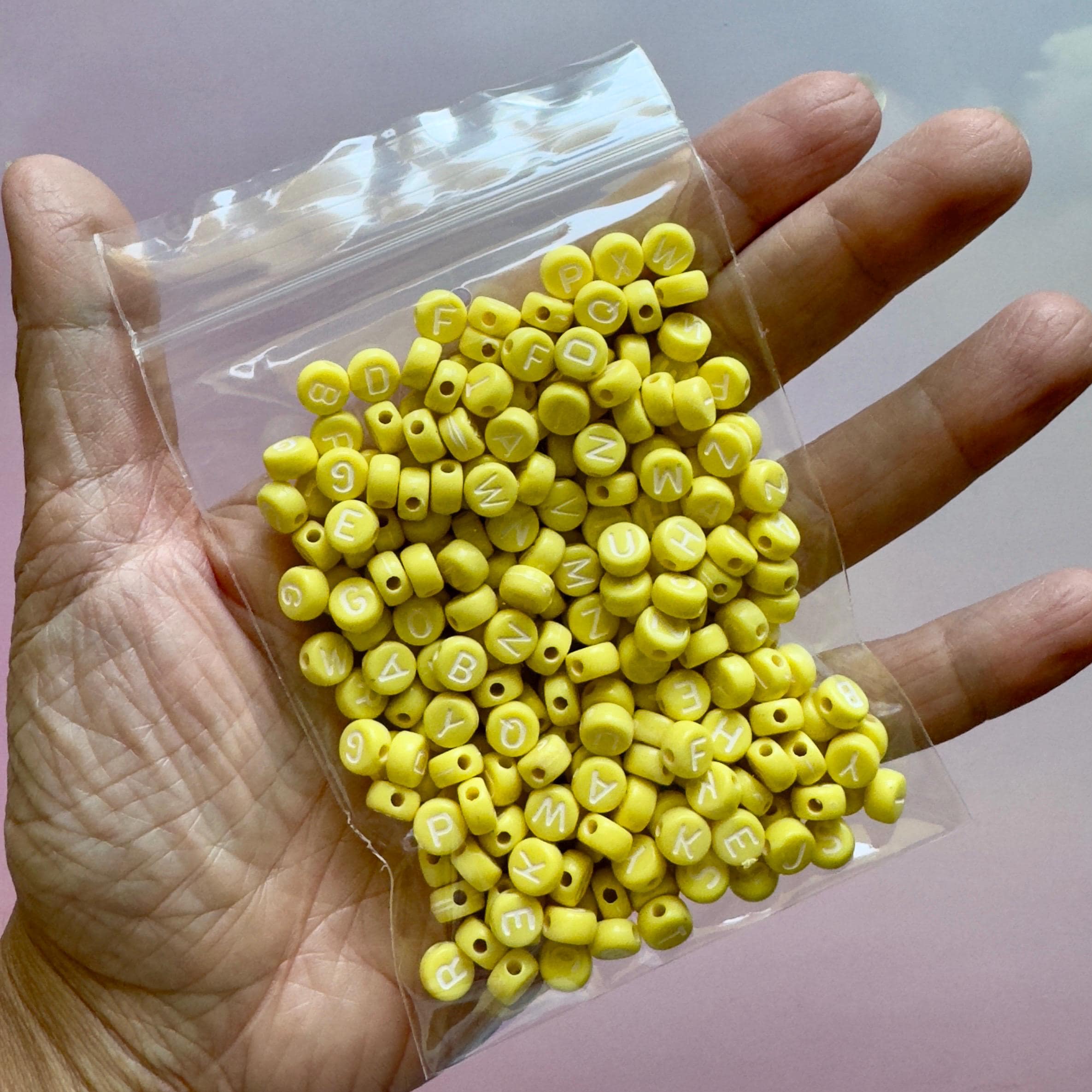 Butter Yellow Alphabet Beads 7x4mm: DIY Jewelry, Kidcore Crafts