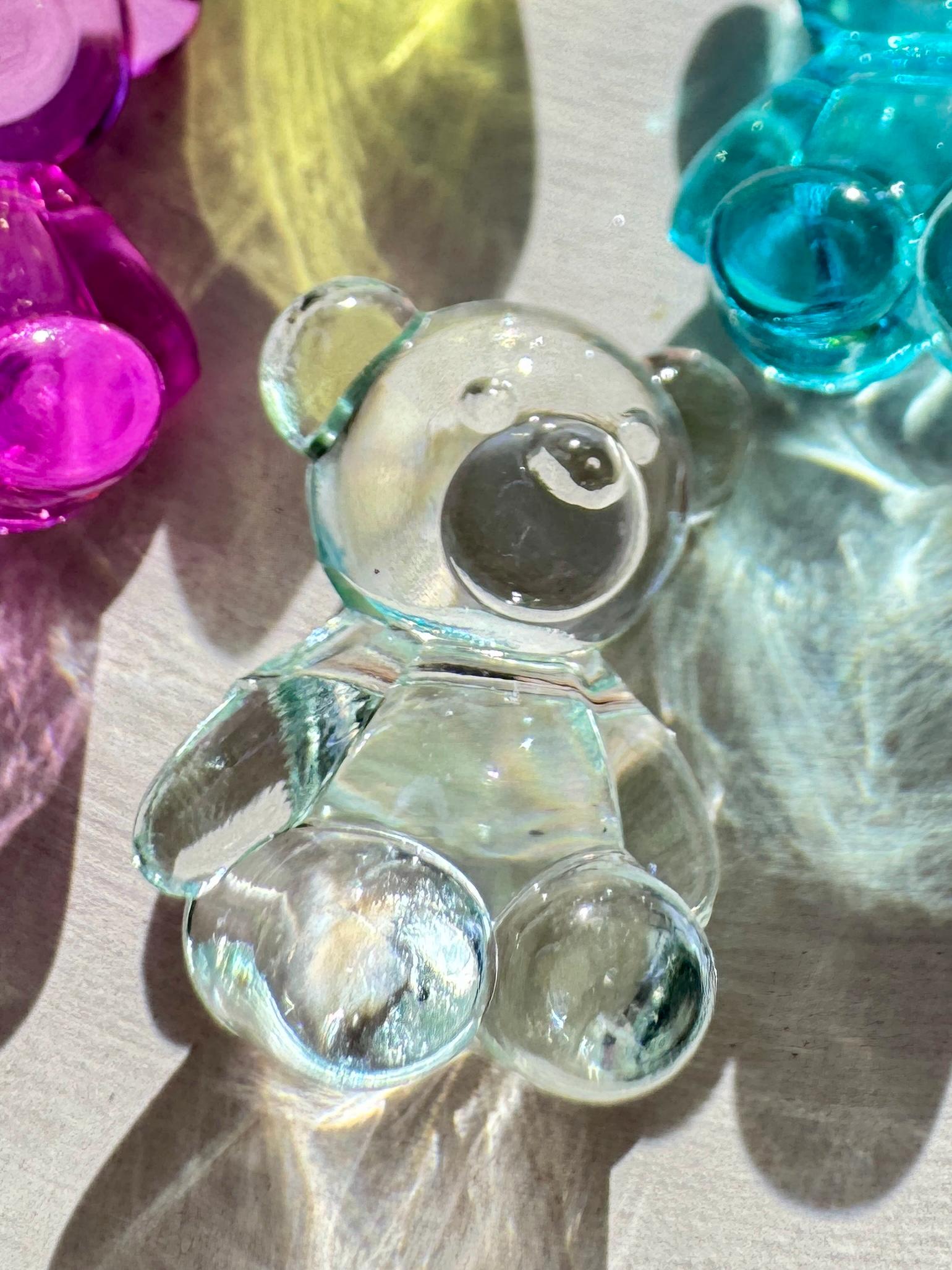 20 Transparent Bear Beads, Acrylic, Side Drilled Beads, Mixed Colors, 18.5x16x11mm, Hole: 2.5mm