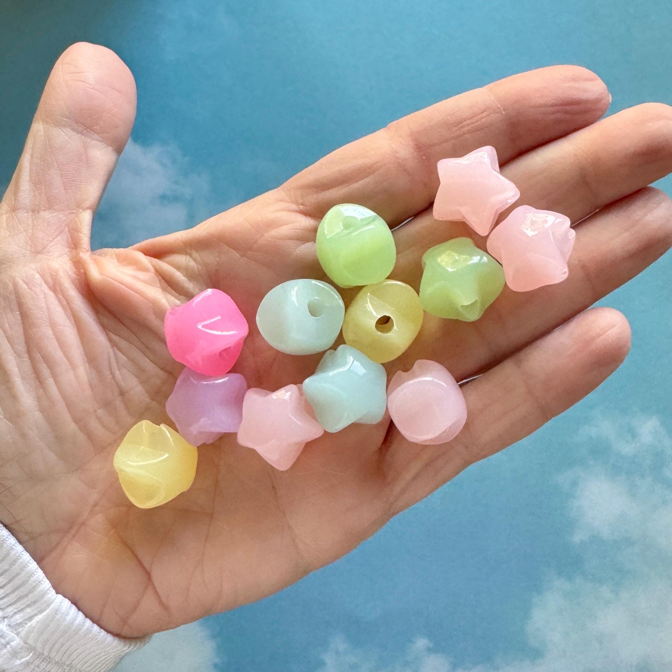 Milky Jelly Star Beads, Kandi Craft Supplies (20 pcs)
