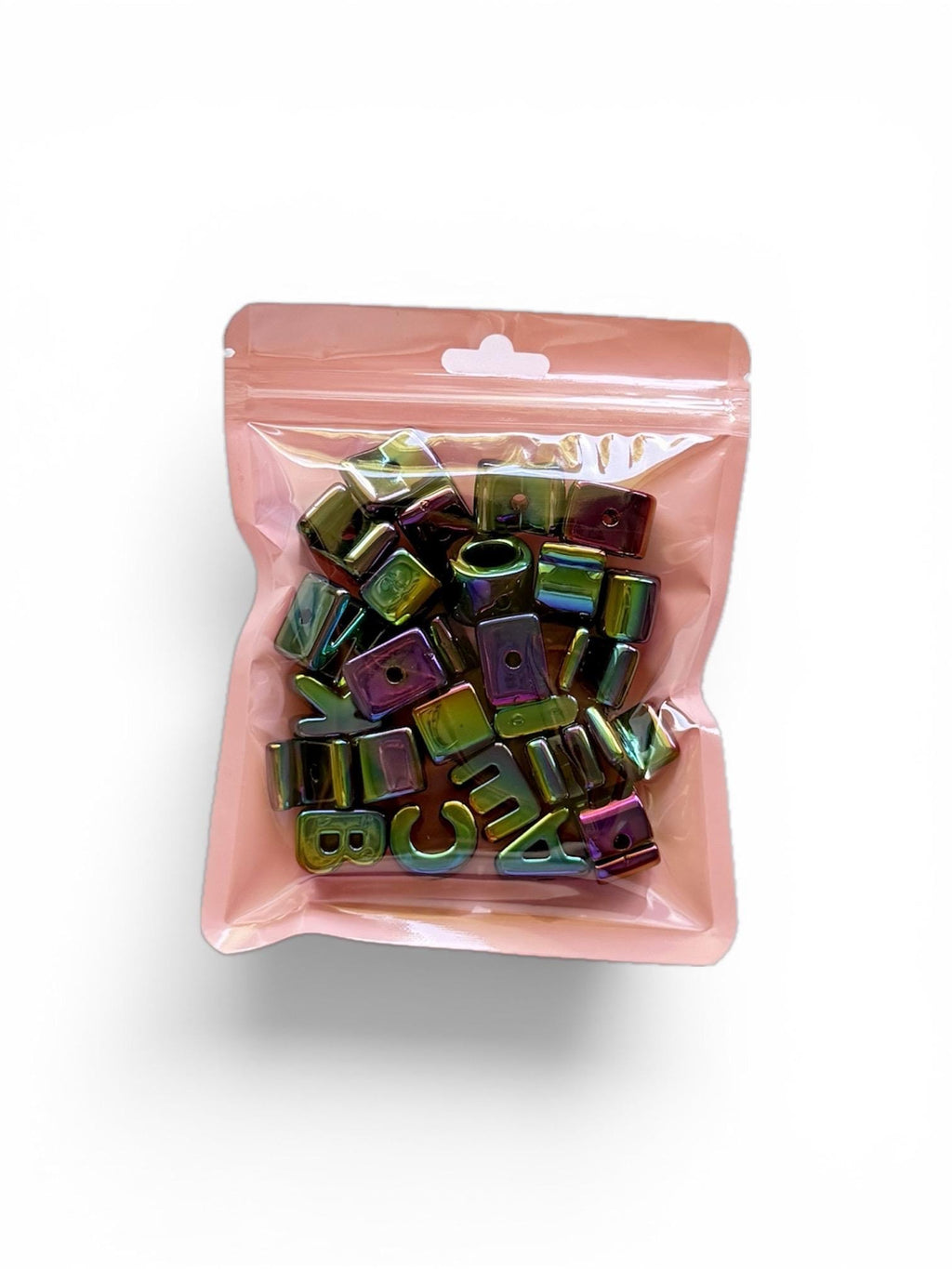 26pcs A-Z Black Iridescent Letter Bead Set, 20mm, Hole: 3.5mm