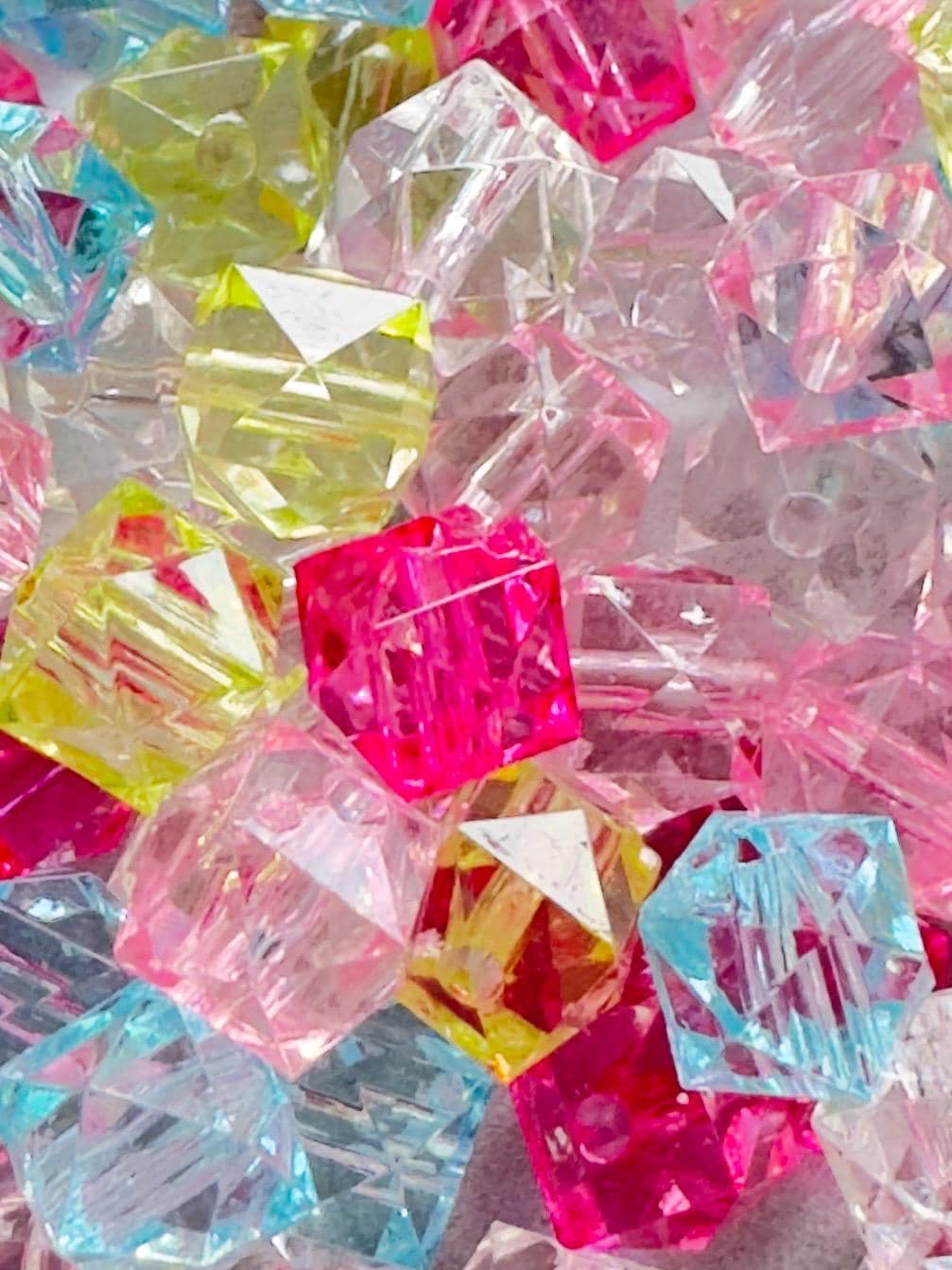 Faceted Square Acrylic Ice Cube Beads: DIY Jewelry Making, 8mm, 50pcs