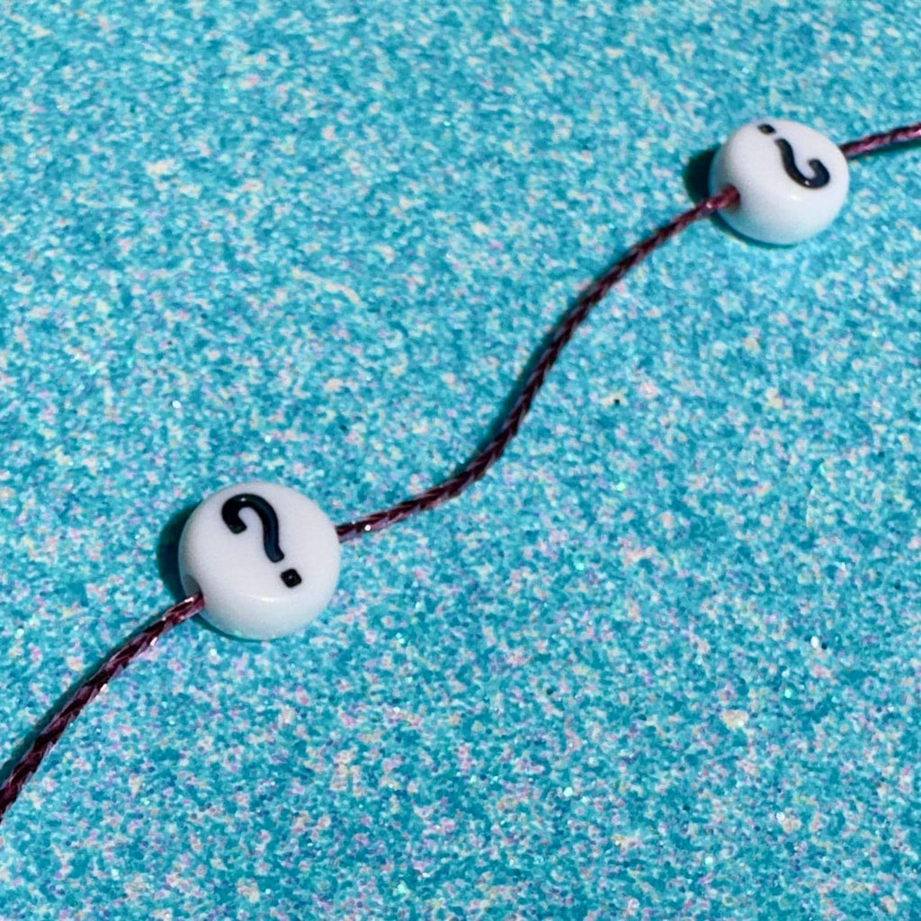 100 Punctuation Symbol Beads: White Acrylic 7mm Question Mark & Exclamation Point