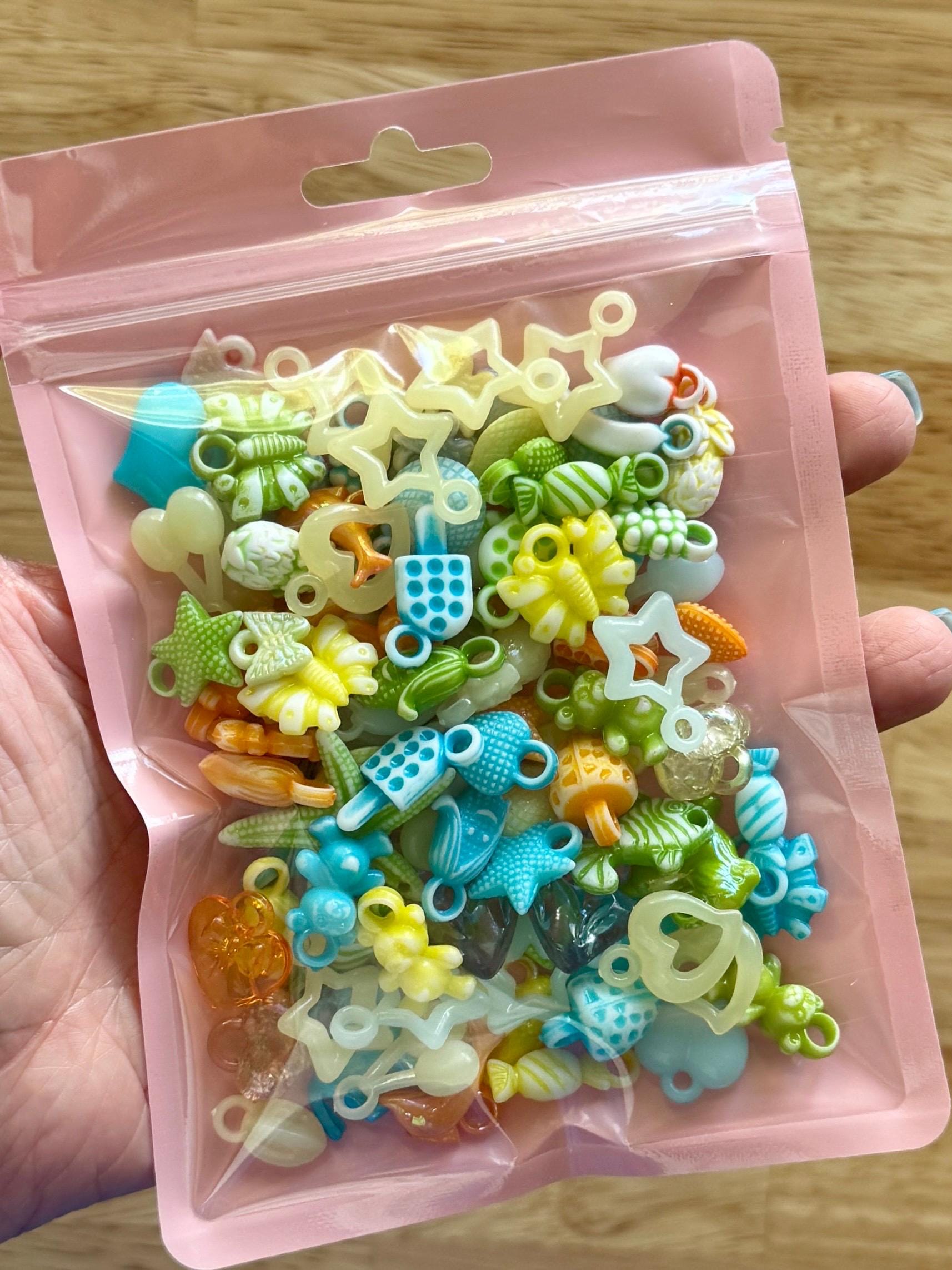 Charm Bags! Mystery Kawaii Kandi Kidcore Rainbow Bags of Charms, Scoop, 100 pcs