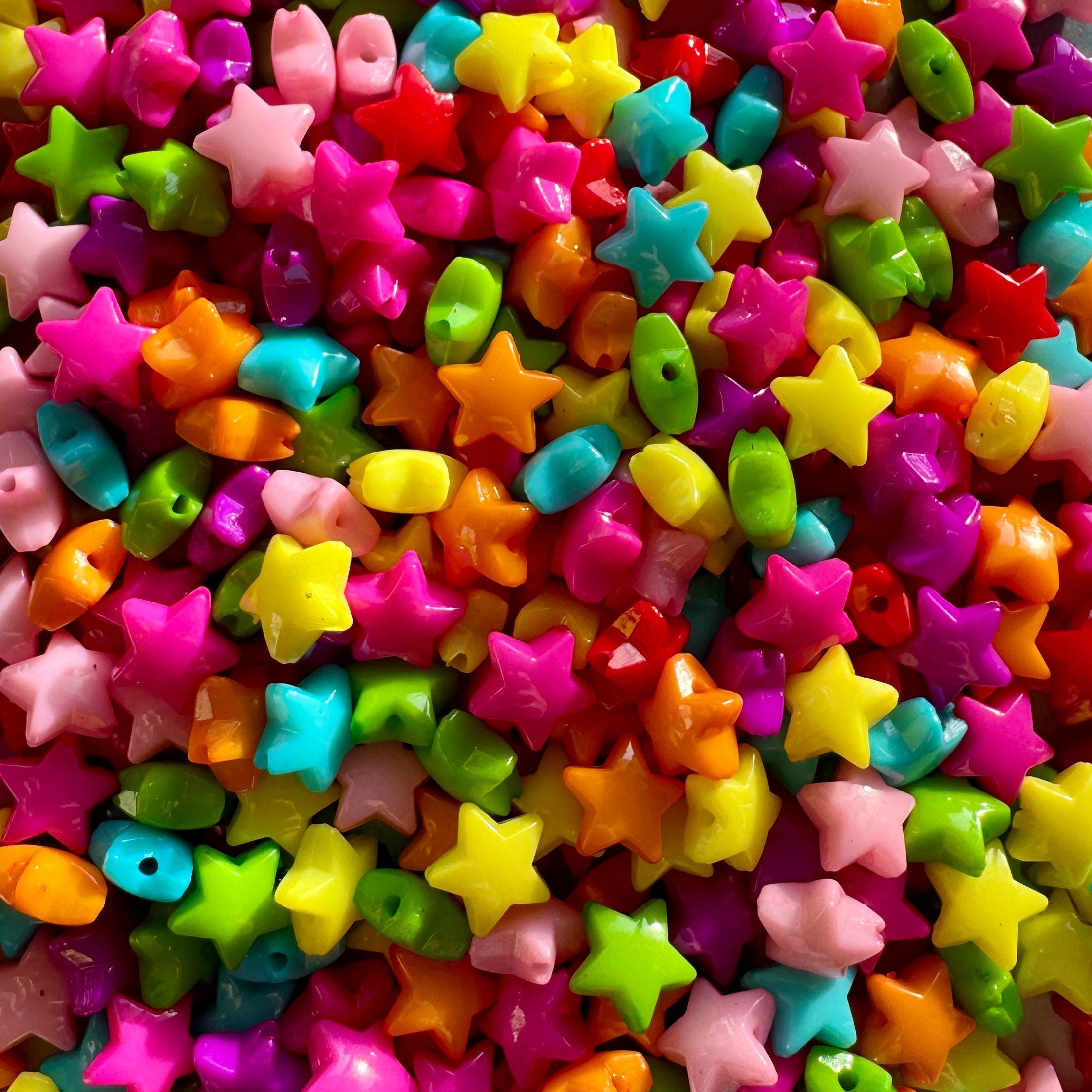 Bright Star Beads, 12mm, Hole: 2mm for Kandi, Crafts, Necklaces, DIY Jewelry, 50 pcs