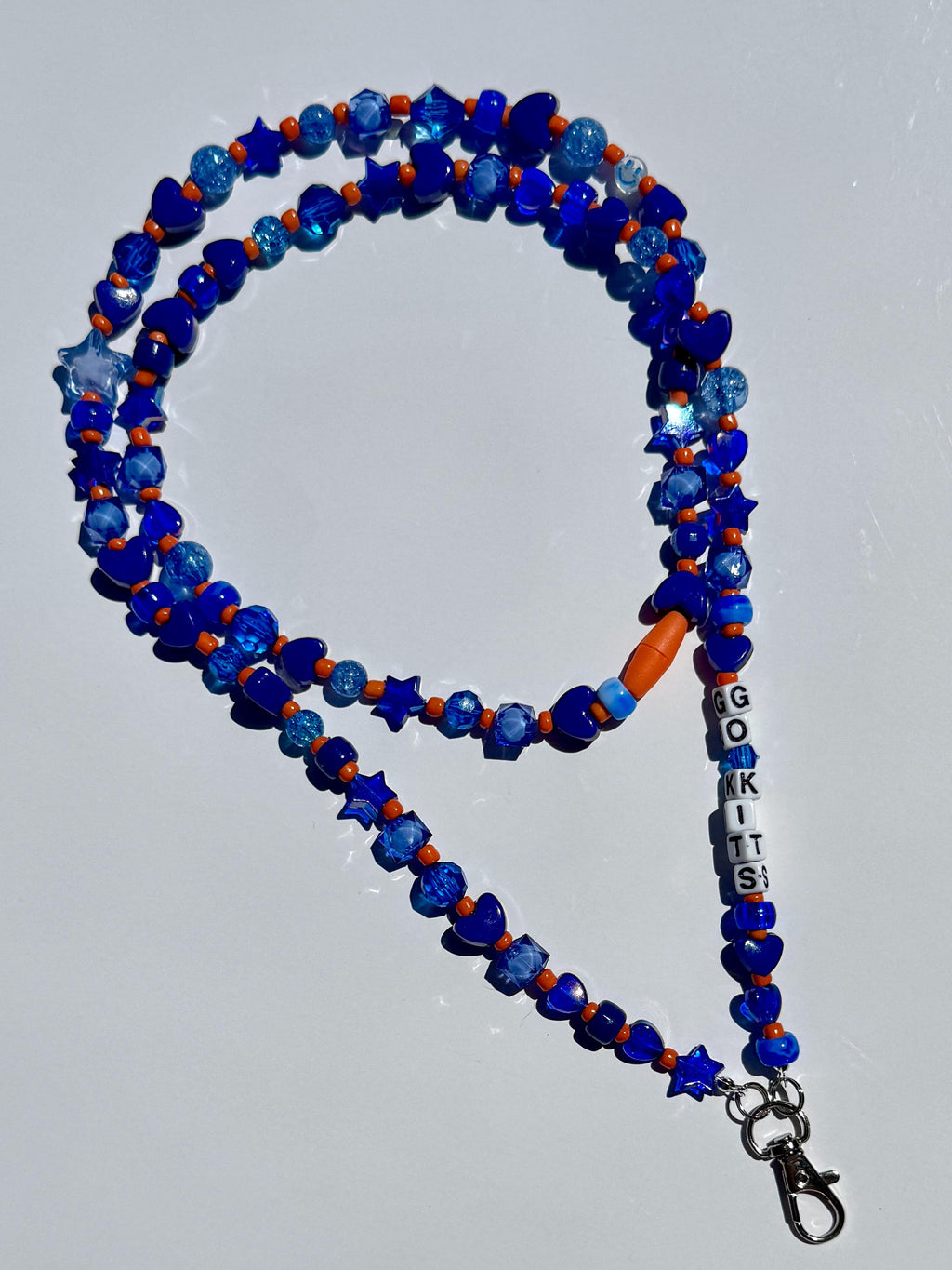 Personalized Beaded School Spirit Lanyard, Kandi Kidcore ID Badge Holder