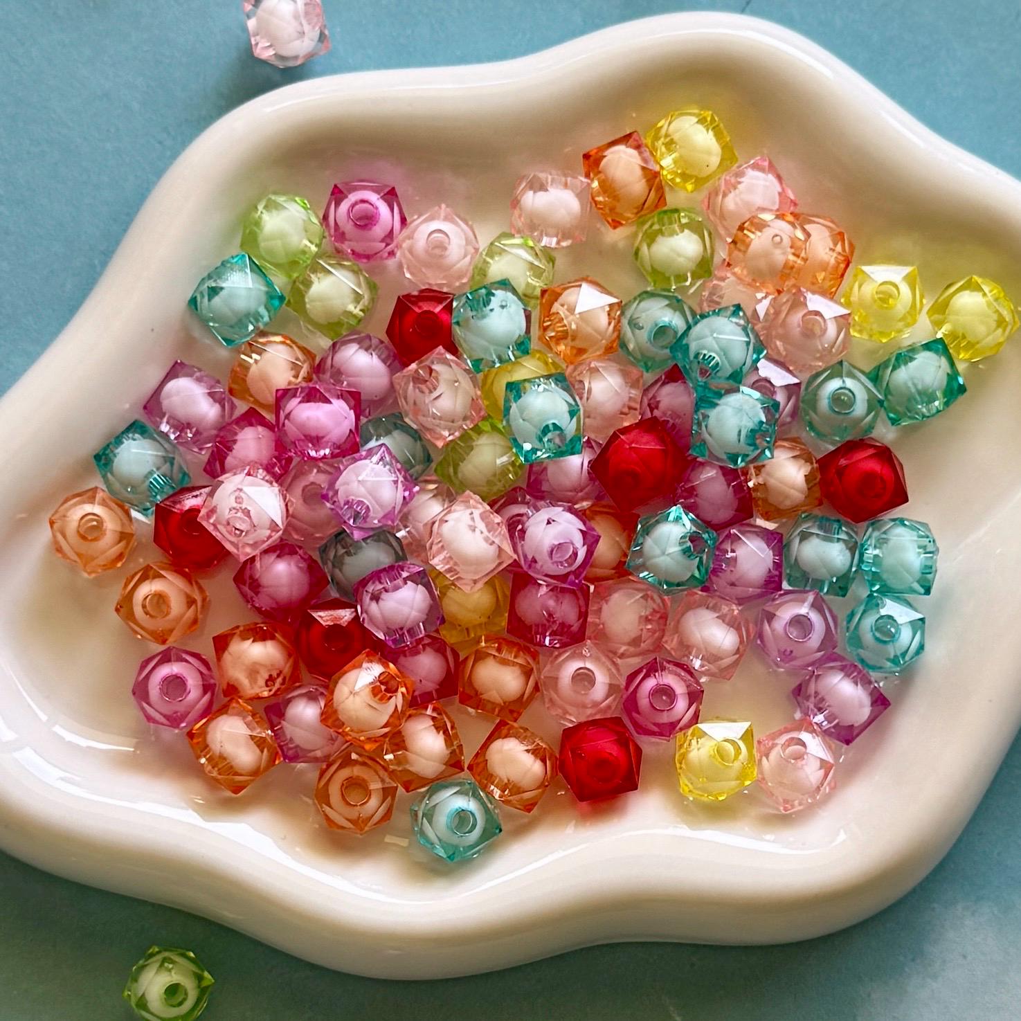 Cute Faceted Double Beads, 50 pcs, 7.5mm, Hole: 2mm