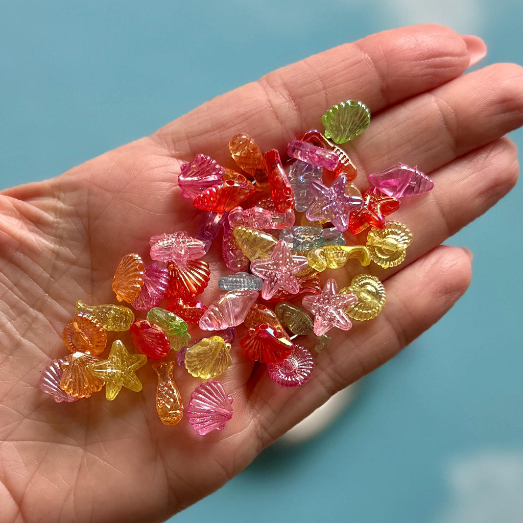 Marine Life Beads, 100 pcs, Acrylic, Hole: 1.5mm