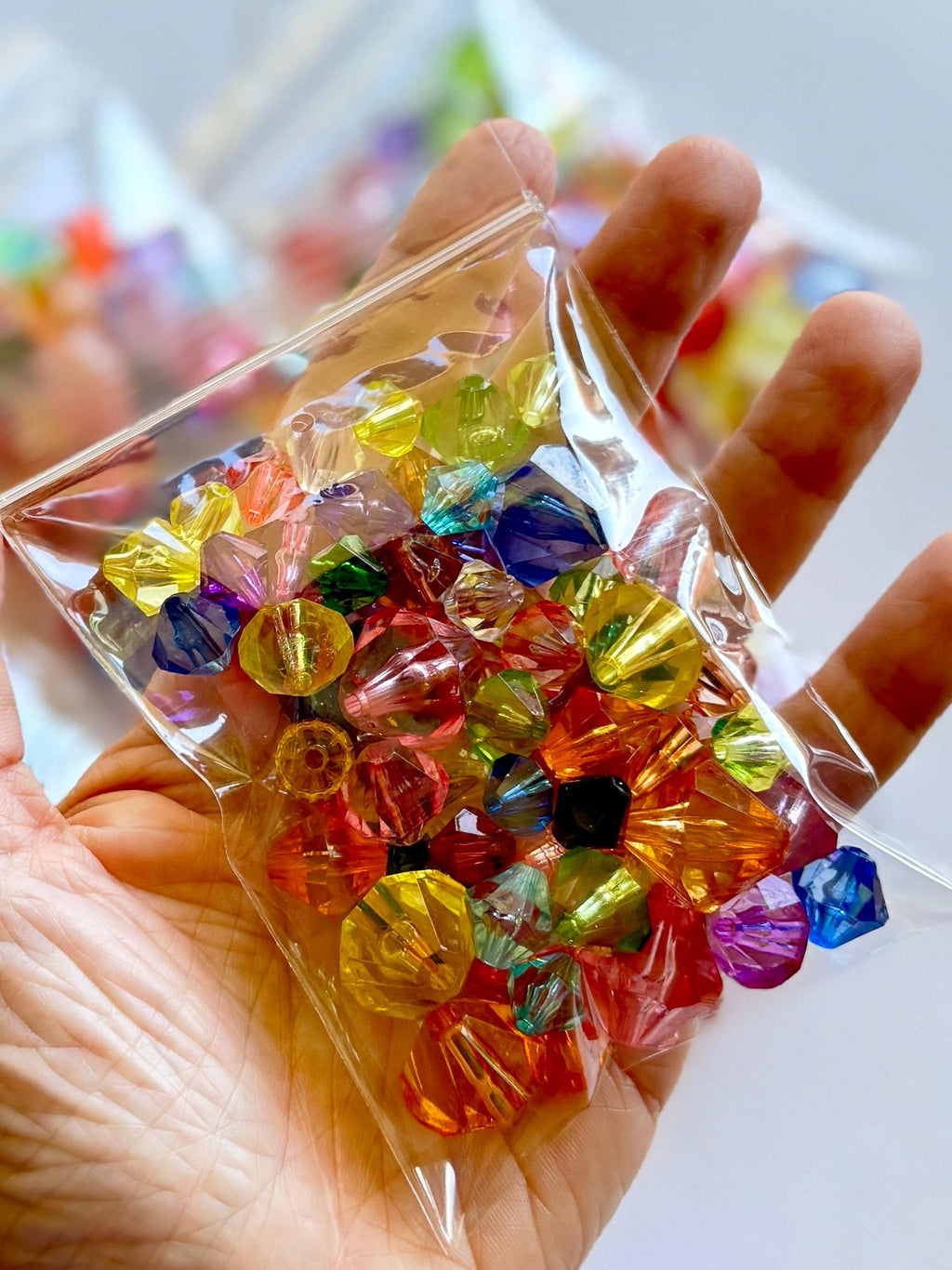 50g Acrylic Bicone Beads Lot, DIY Jewelry Supplies (10-18mm)