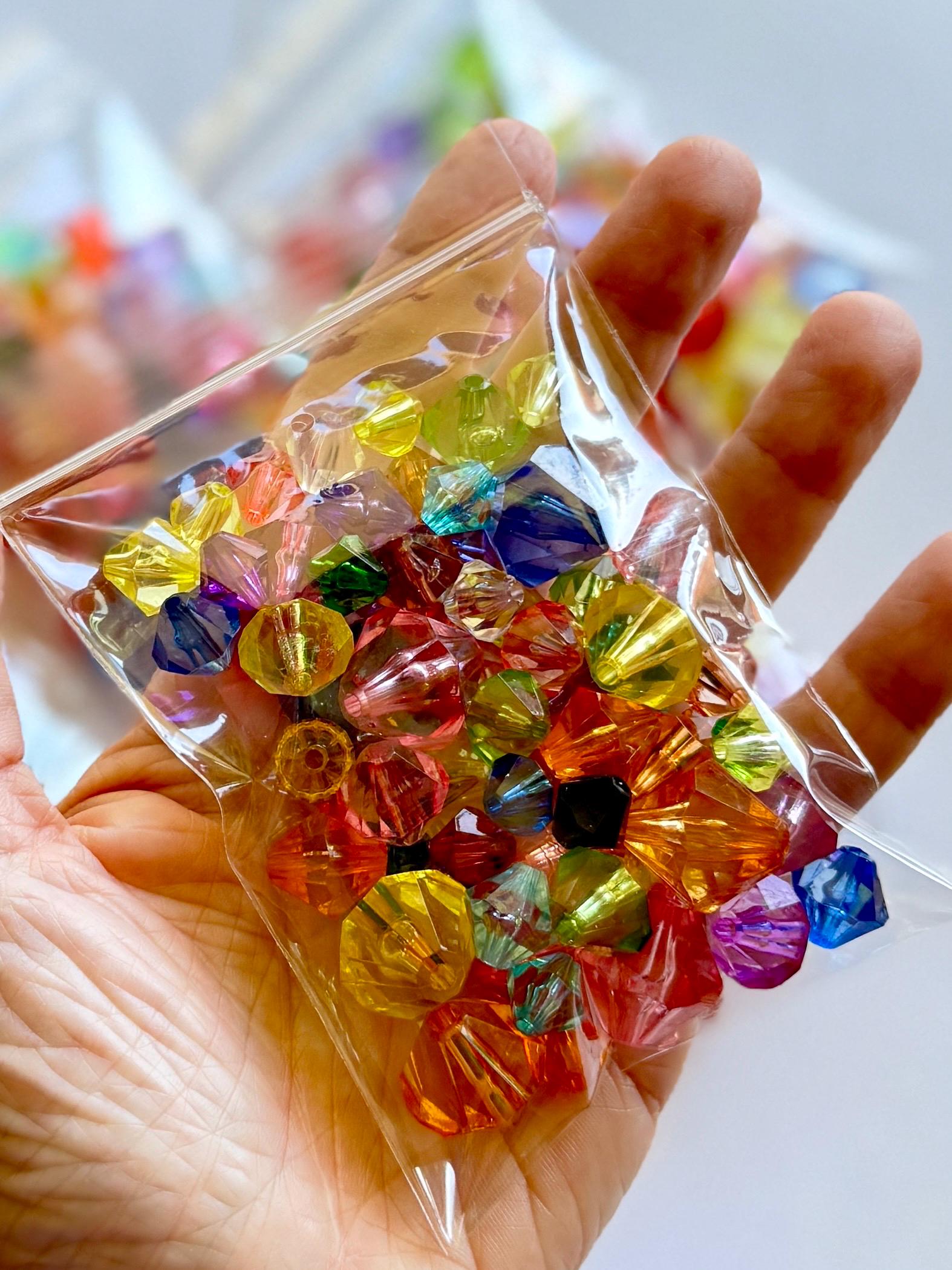 50g Acrylic Bicone Beads Lot, DIY Jewelry Supplies (10-18mm)