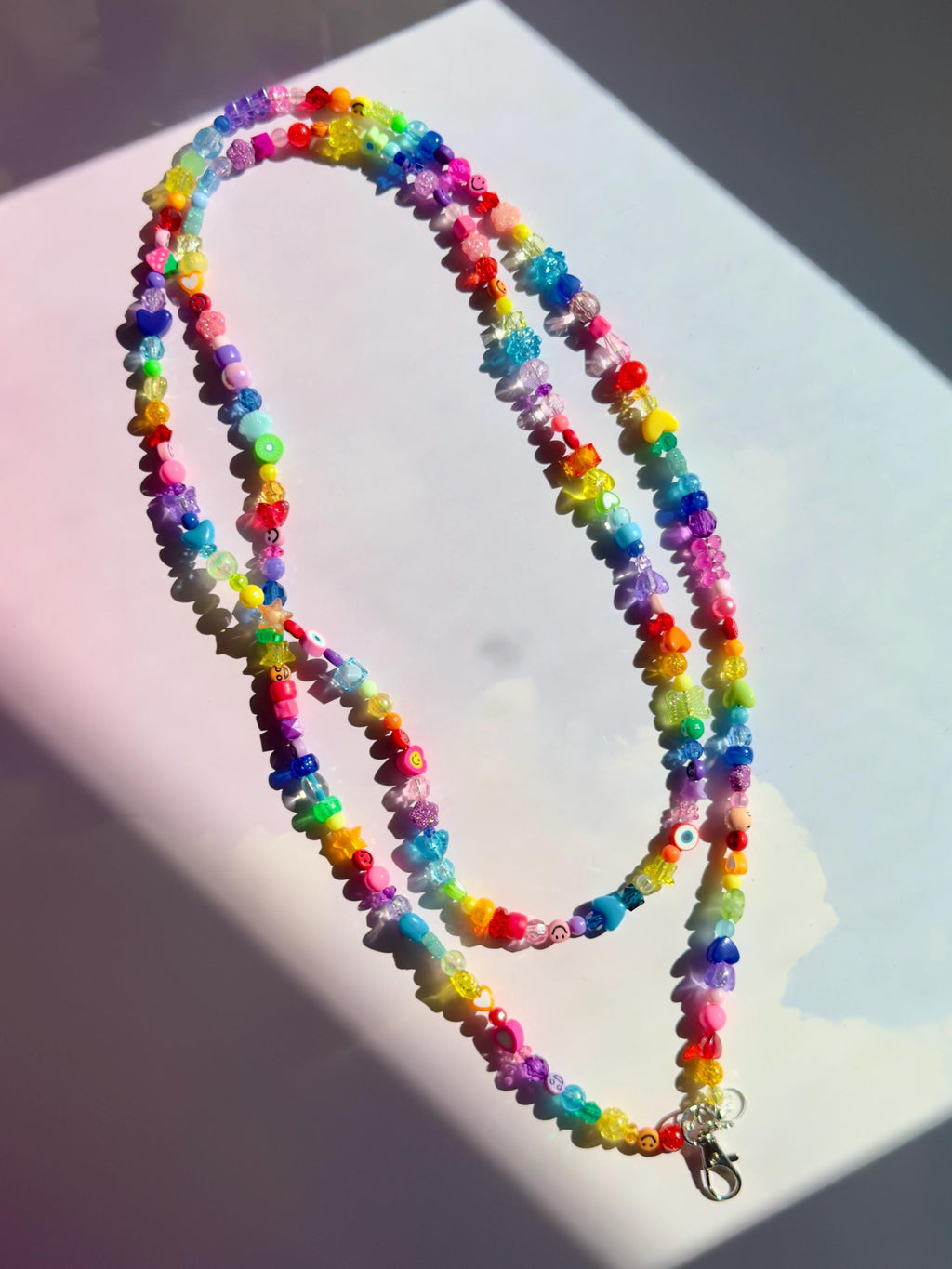 Rainbow Beaded Name Lanyard: Personalized Teacher Nurse ID Badge