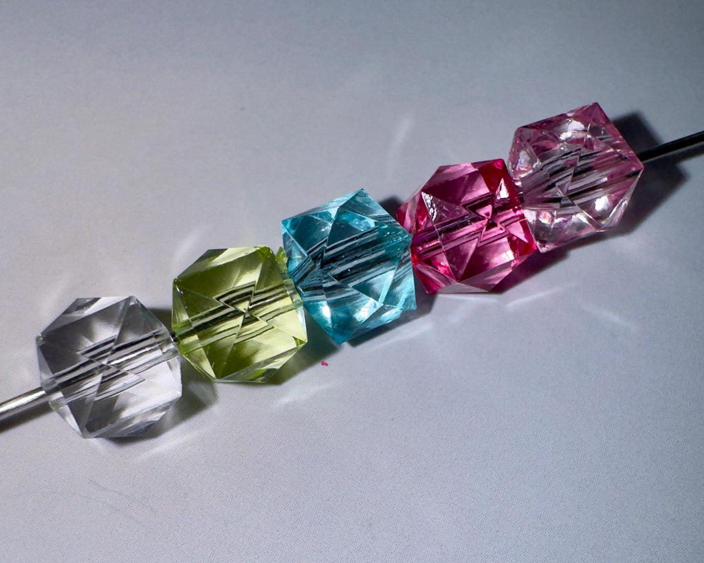 Faceted Square Acrylic Ice Cube Beads: DIY Jewelry Making, 8mm, 50pcs