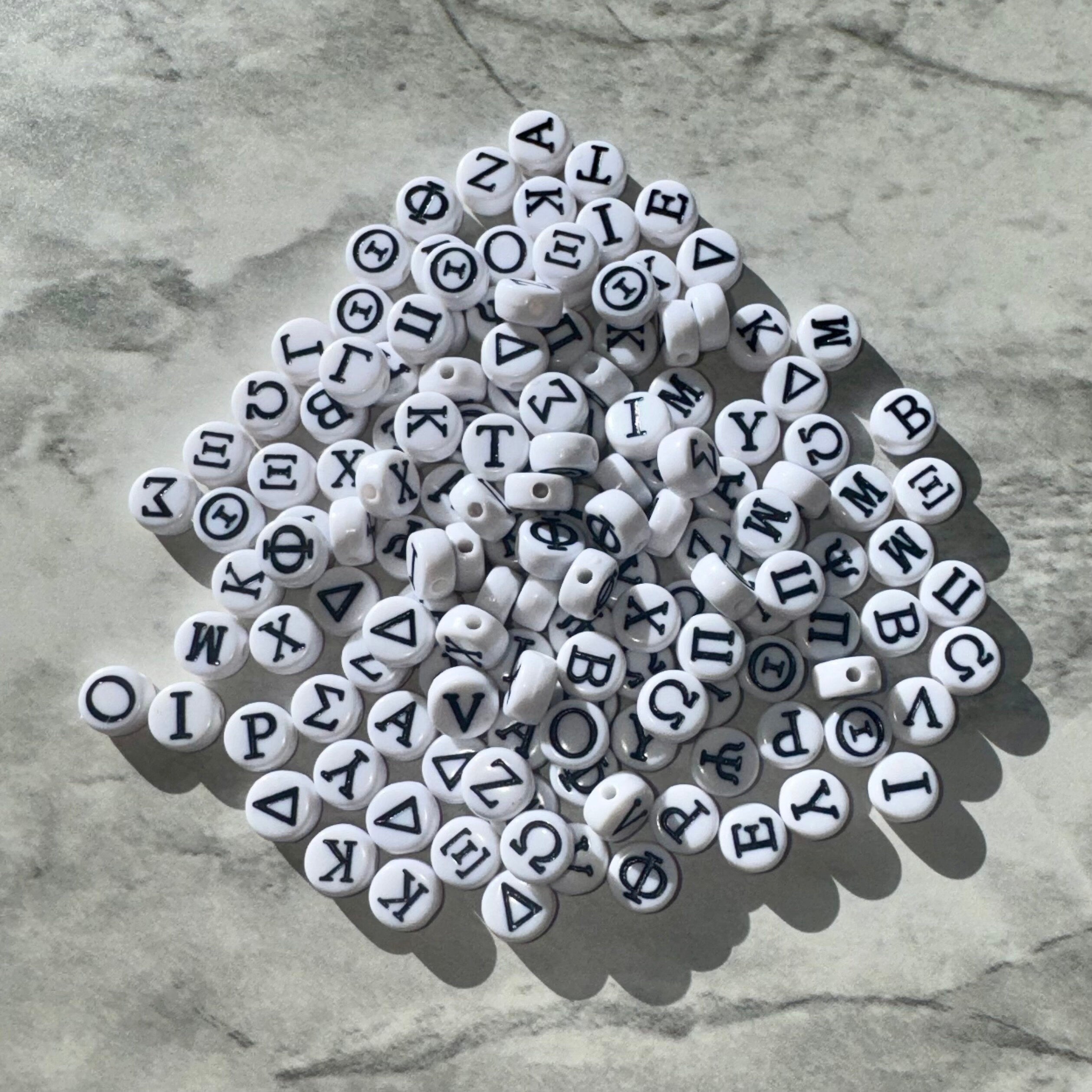 Greek Letter Beads, Sorority Fraternity Jewelry (7x4mm)