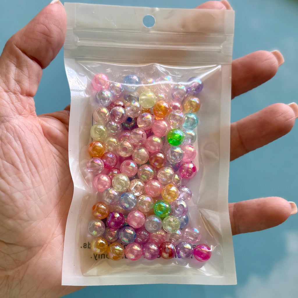 100 pcs 8mm Mixed AB Spacer Round Beads, Hole: 2mm